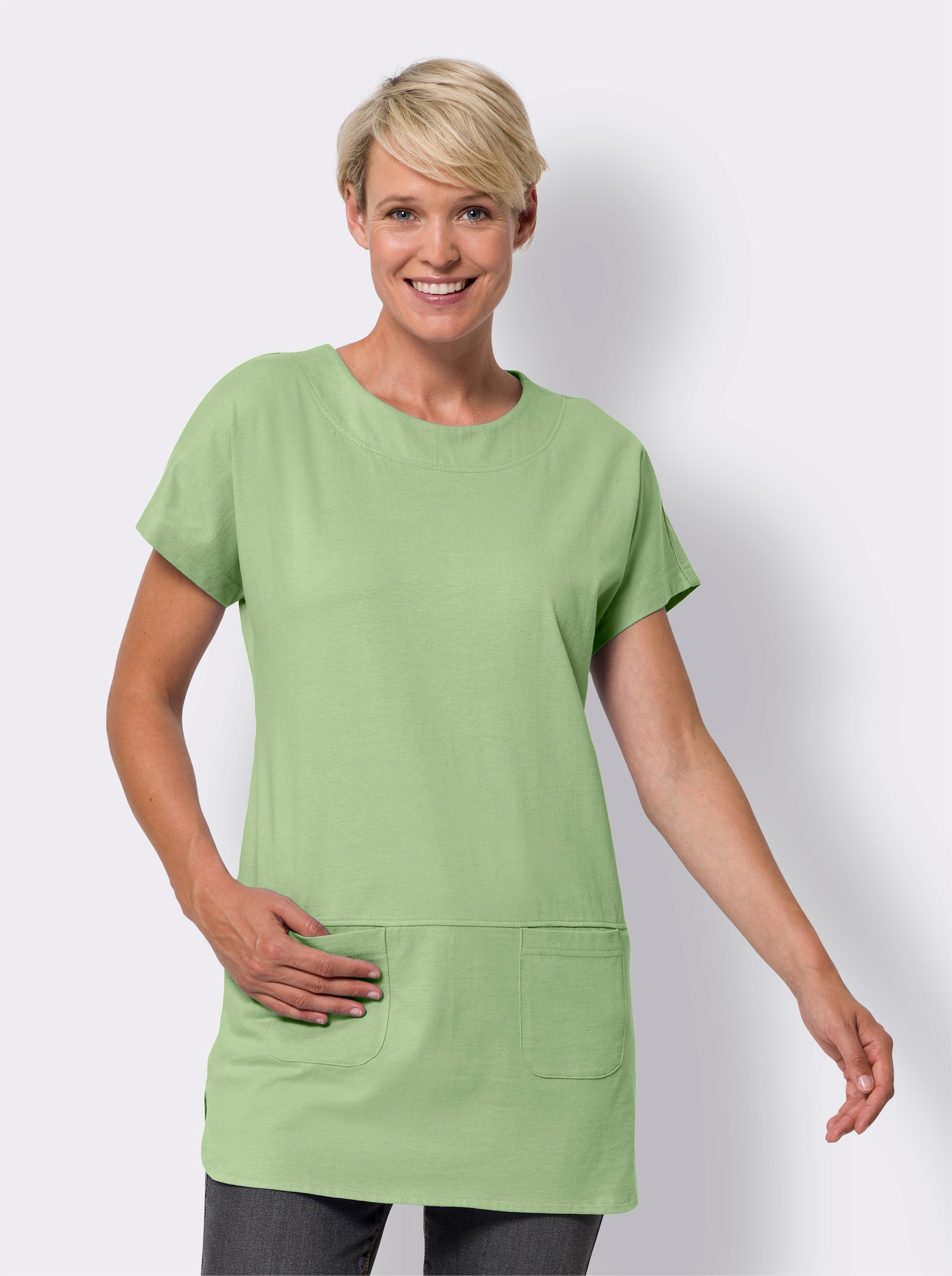 Dlhé tričko s vreck. - Rezedová