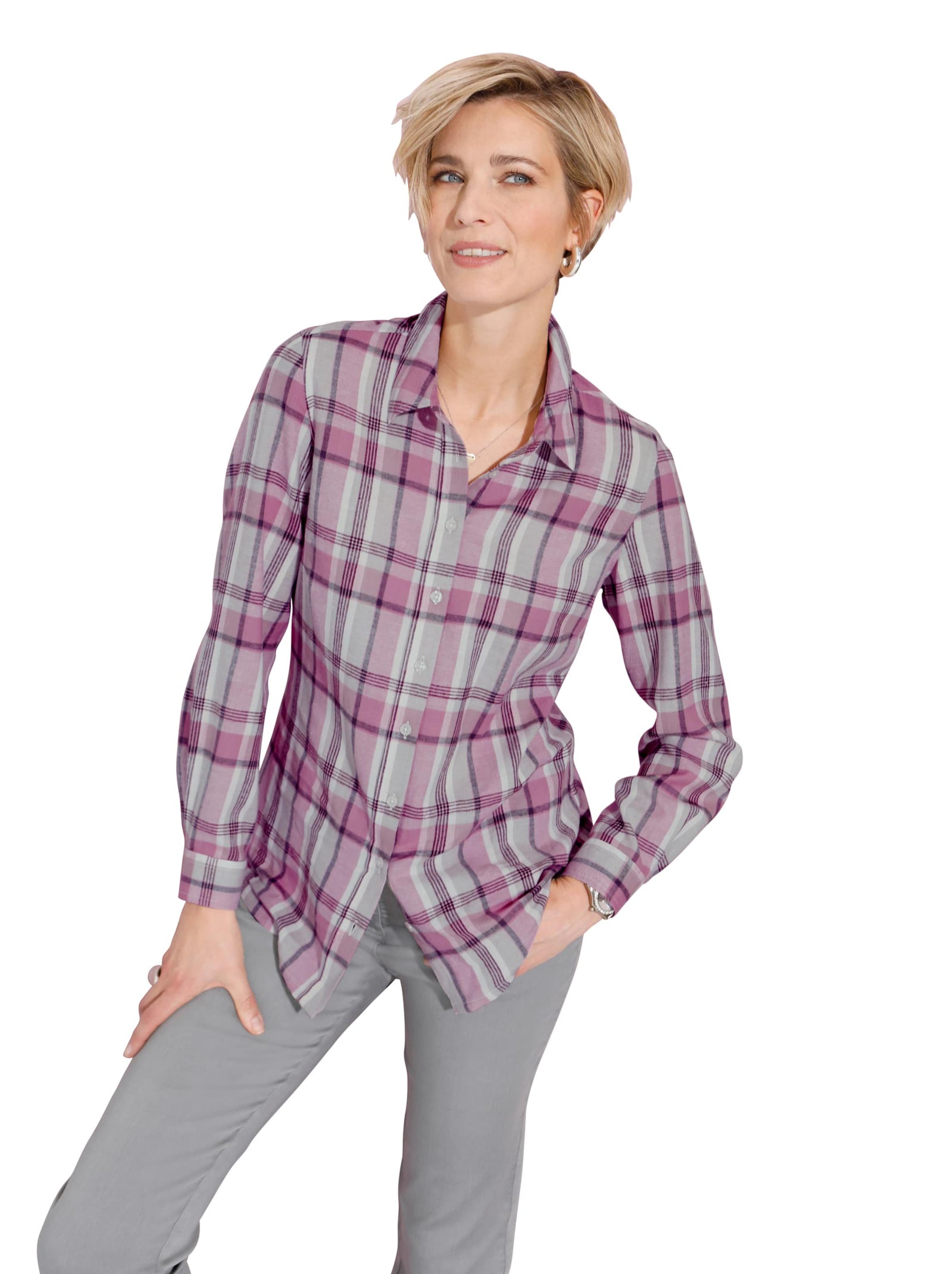 Bluse - rosé-kariert