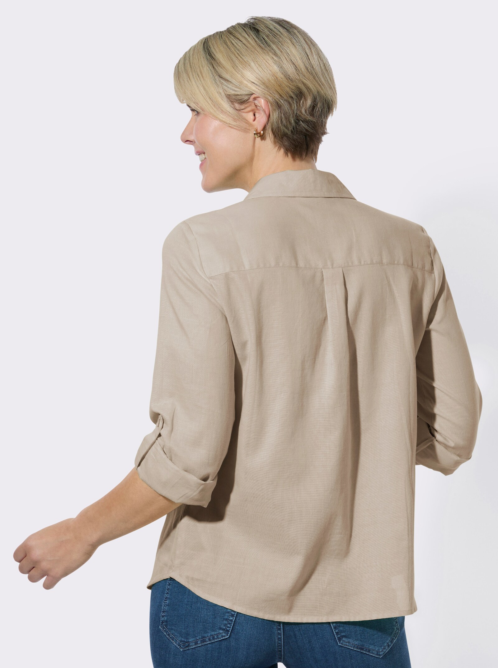 Hemdbluse in Melange-Optik - sand-meliert