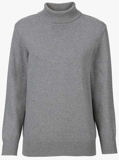 Rollkragenpullover - grau-meliert