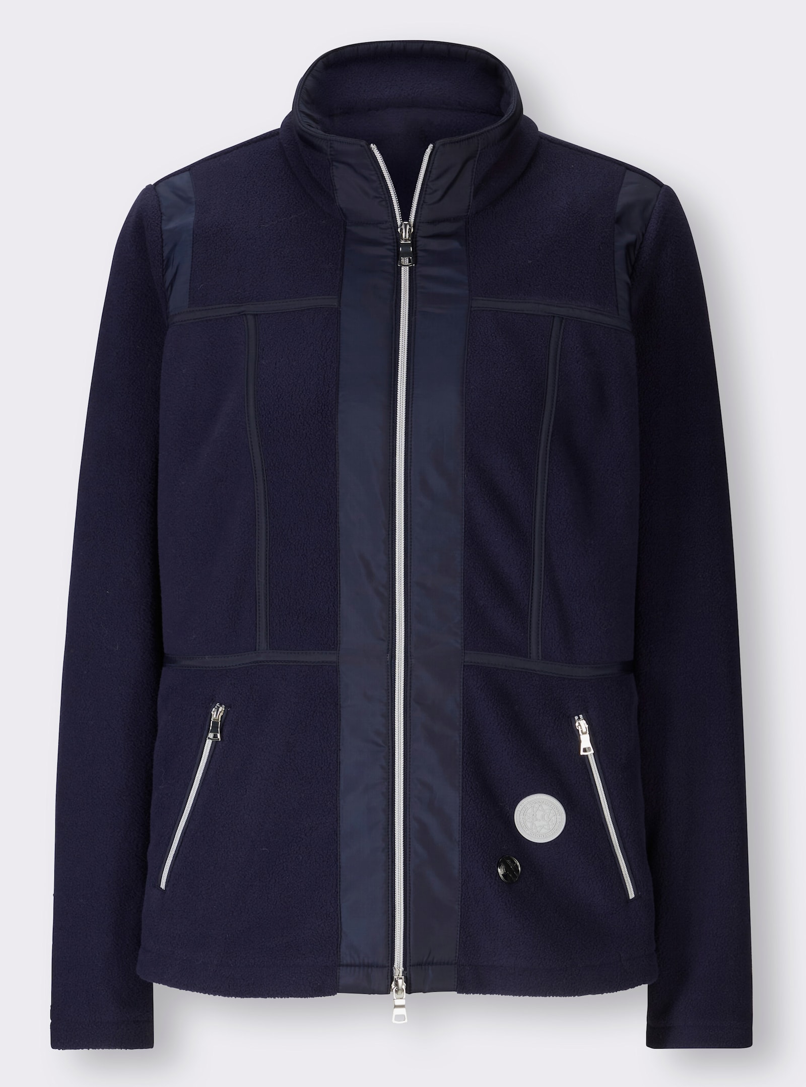 heine Fleecejacke mit Web-Besatz - marine