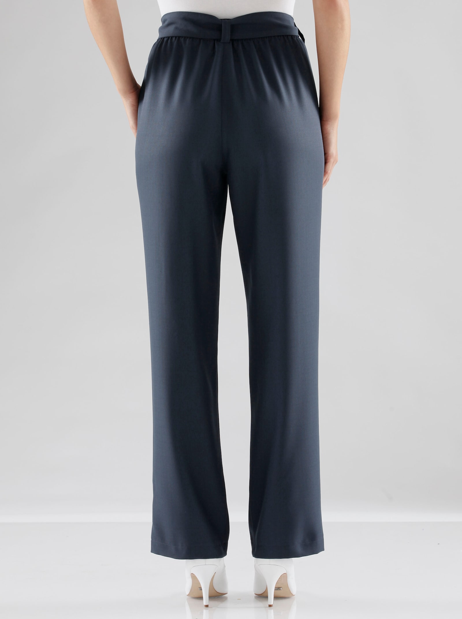 Vid byxa med knytskärp - marin