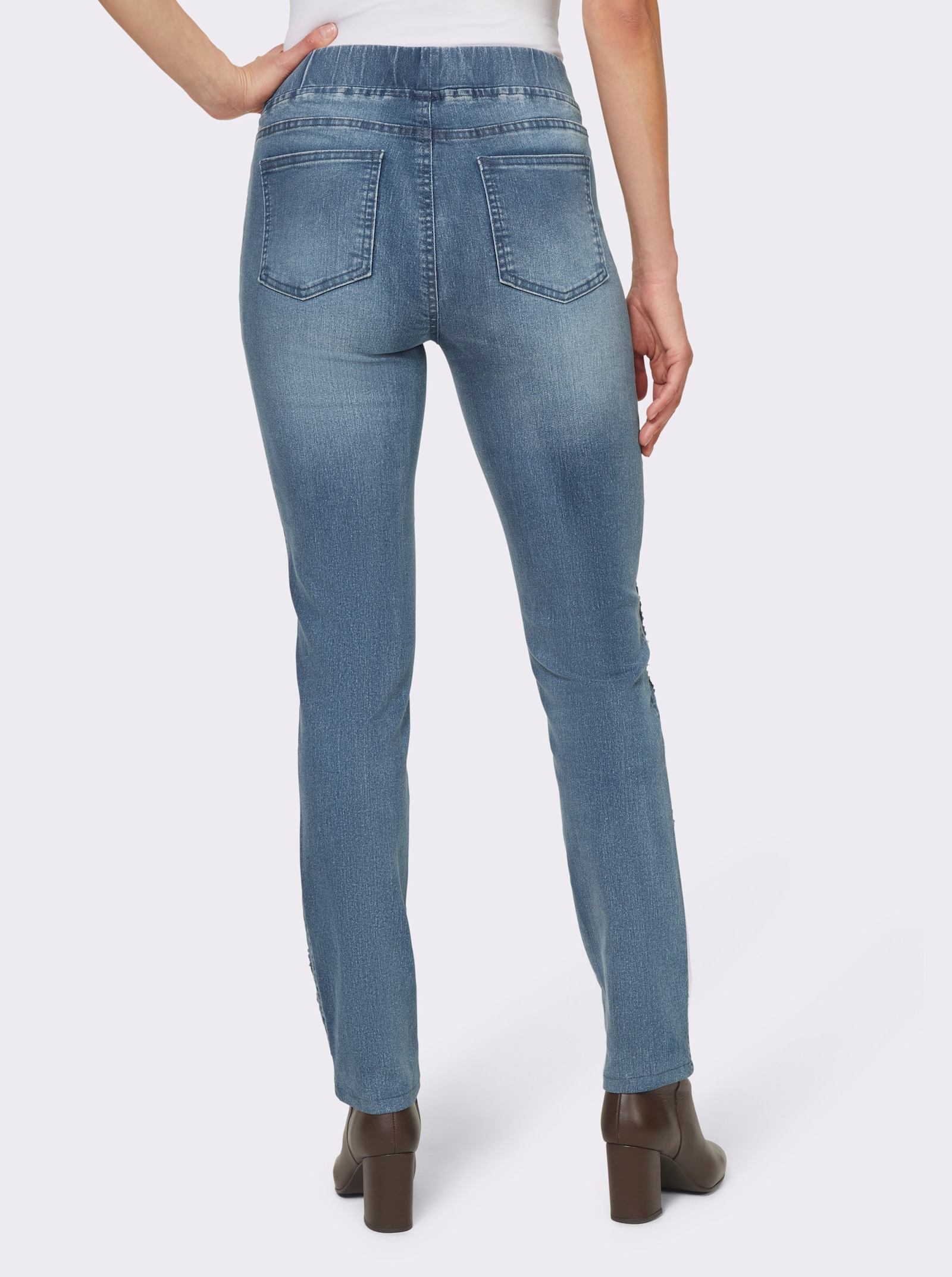 heine Jeans mit Zierstreifen, seitlich - blue-bleached