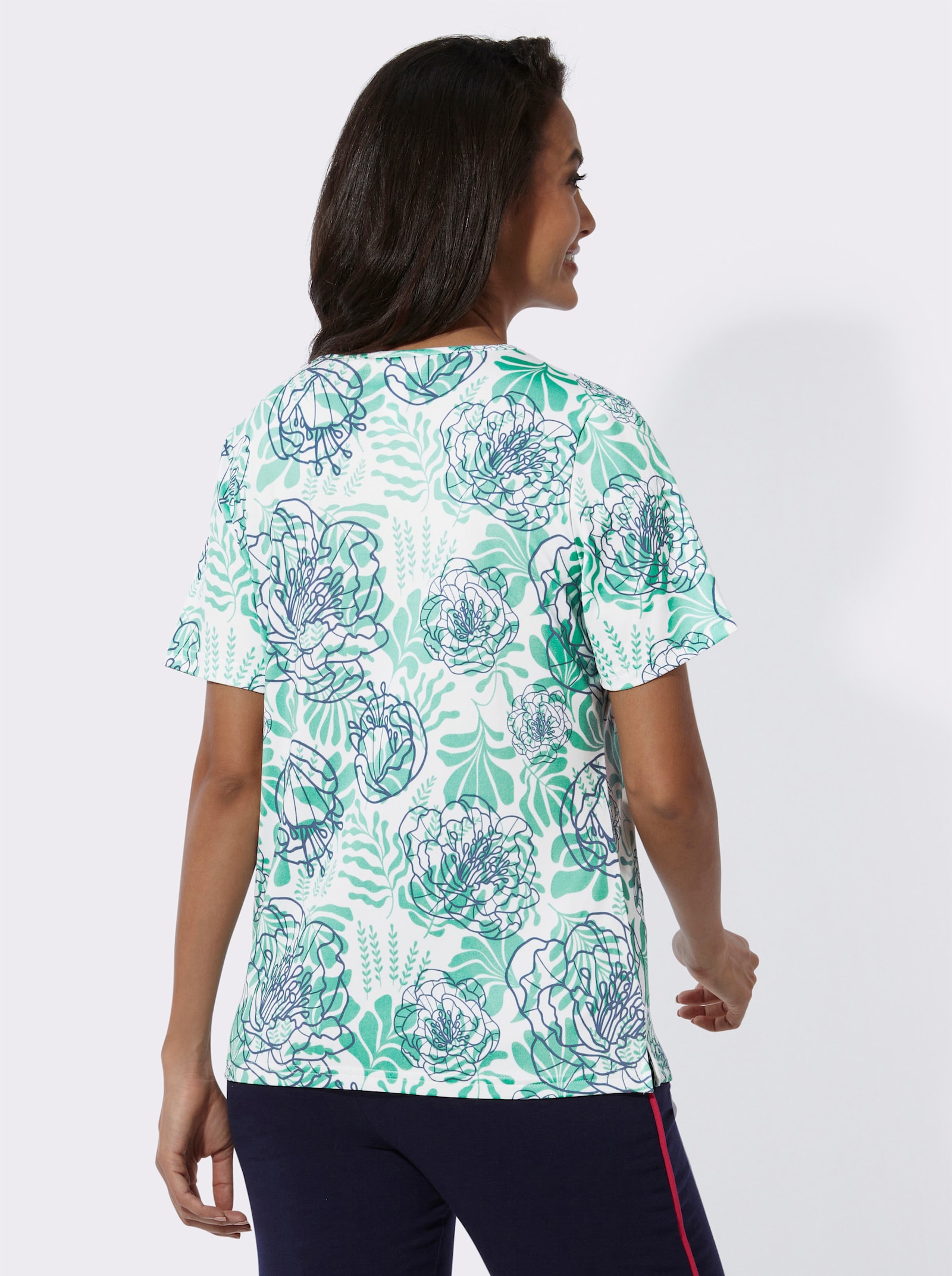 Catamaran Sports Freizeitshirt mit Seitenschlitzen - blaugrün-gemustert