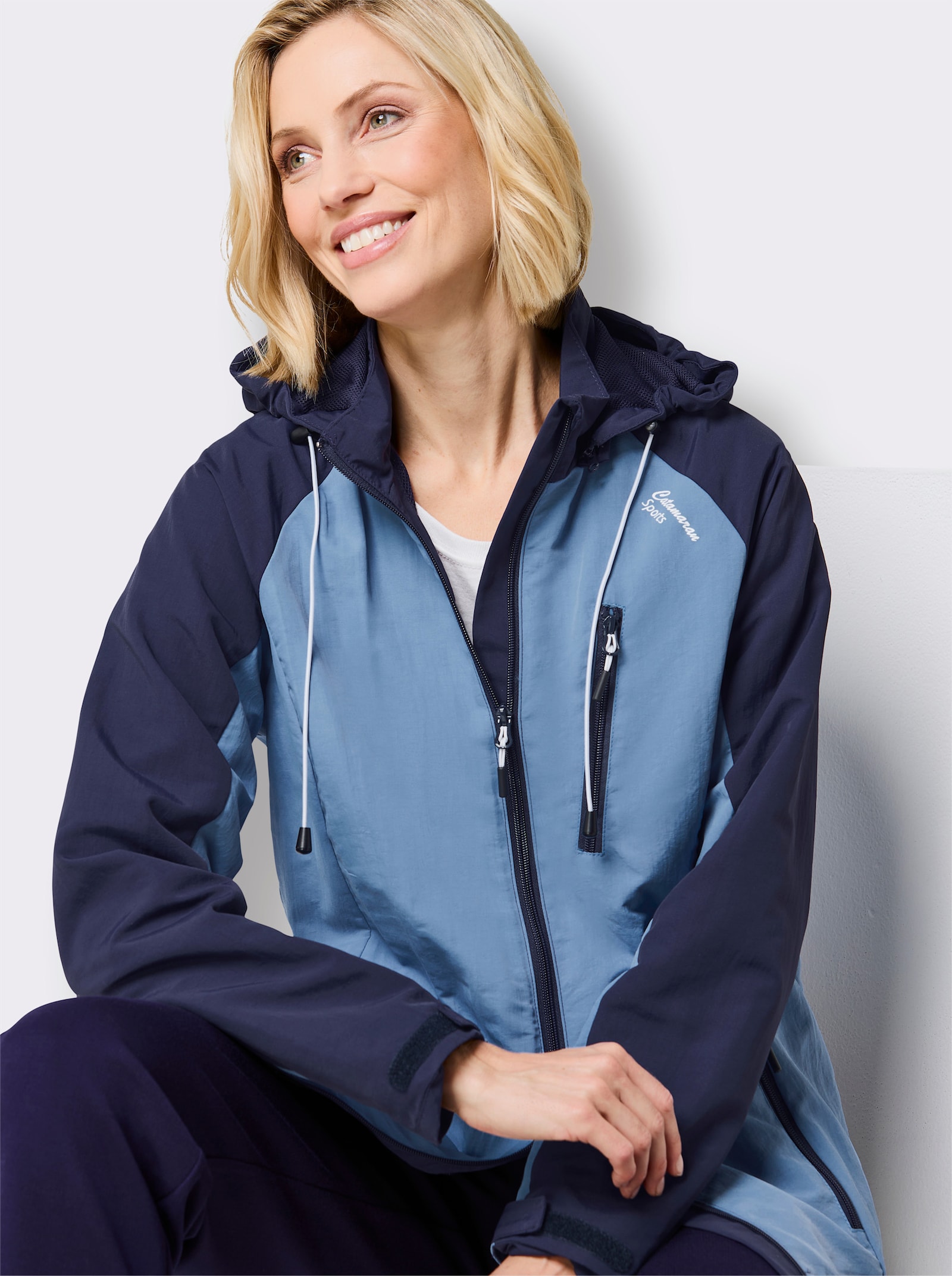 Catamaran Sports Funktionsjacke mit 1 Reißverschluss-Innentasche - mittelblau-marine