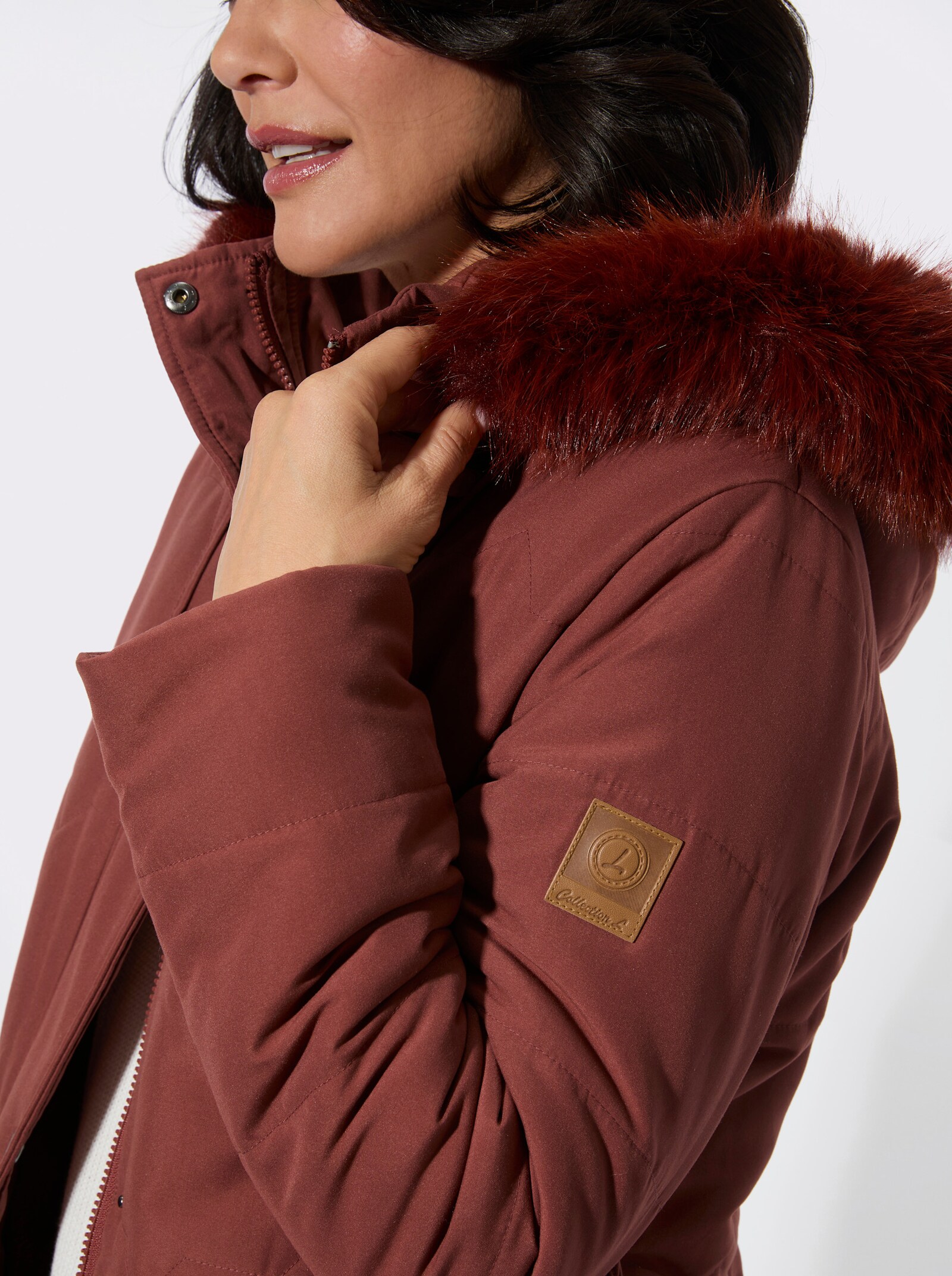 Steppjacke mit Teddy-Fleece-Futter - rostrot