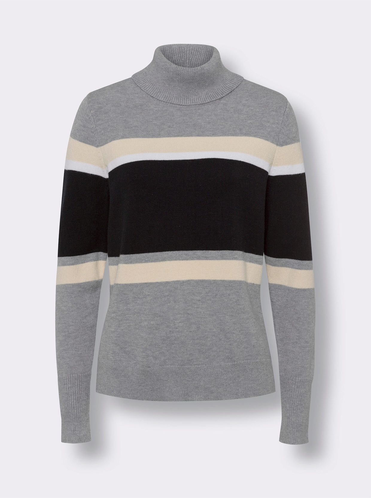 heine Pullover - grau-schwarz-geringelt