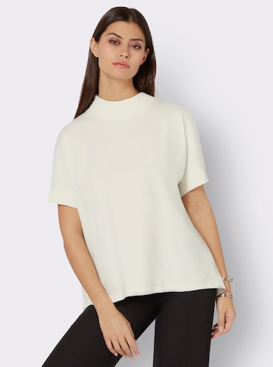 Stehkragenshirt mit Fledermaus-Ärmeln - ecru