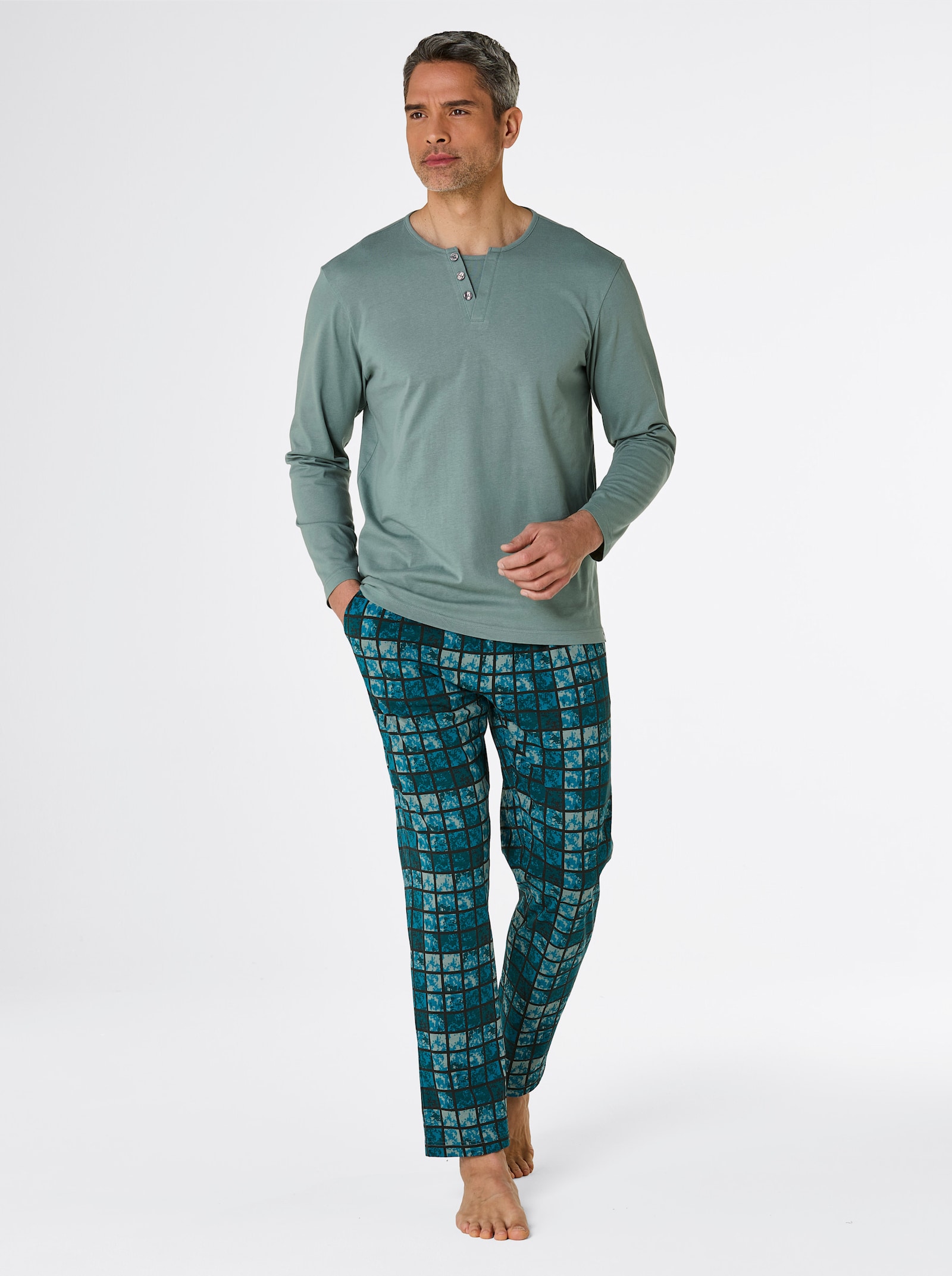 wäschepur men Schlafanzüge - jade-petrol + beige-anthrazit