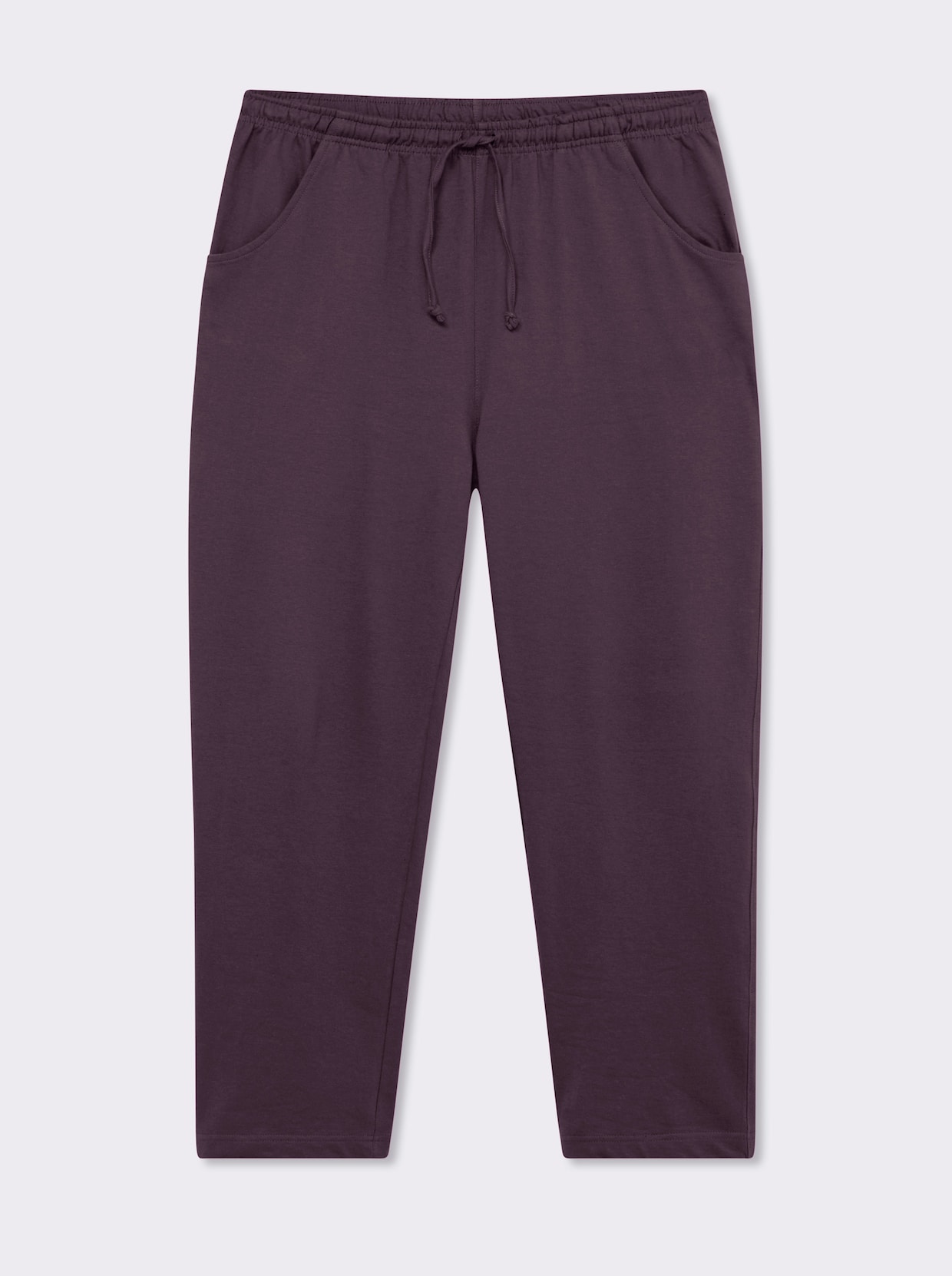 Jerseyhose mit Tunnelzug und Bindeband - aubergine