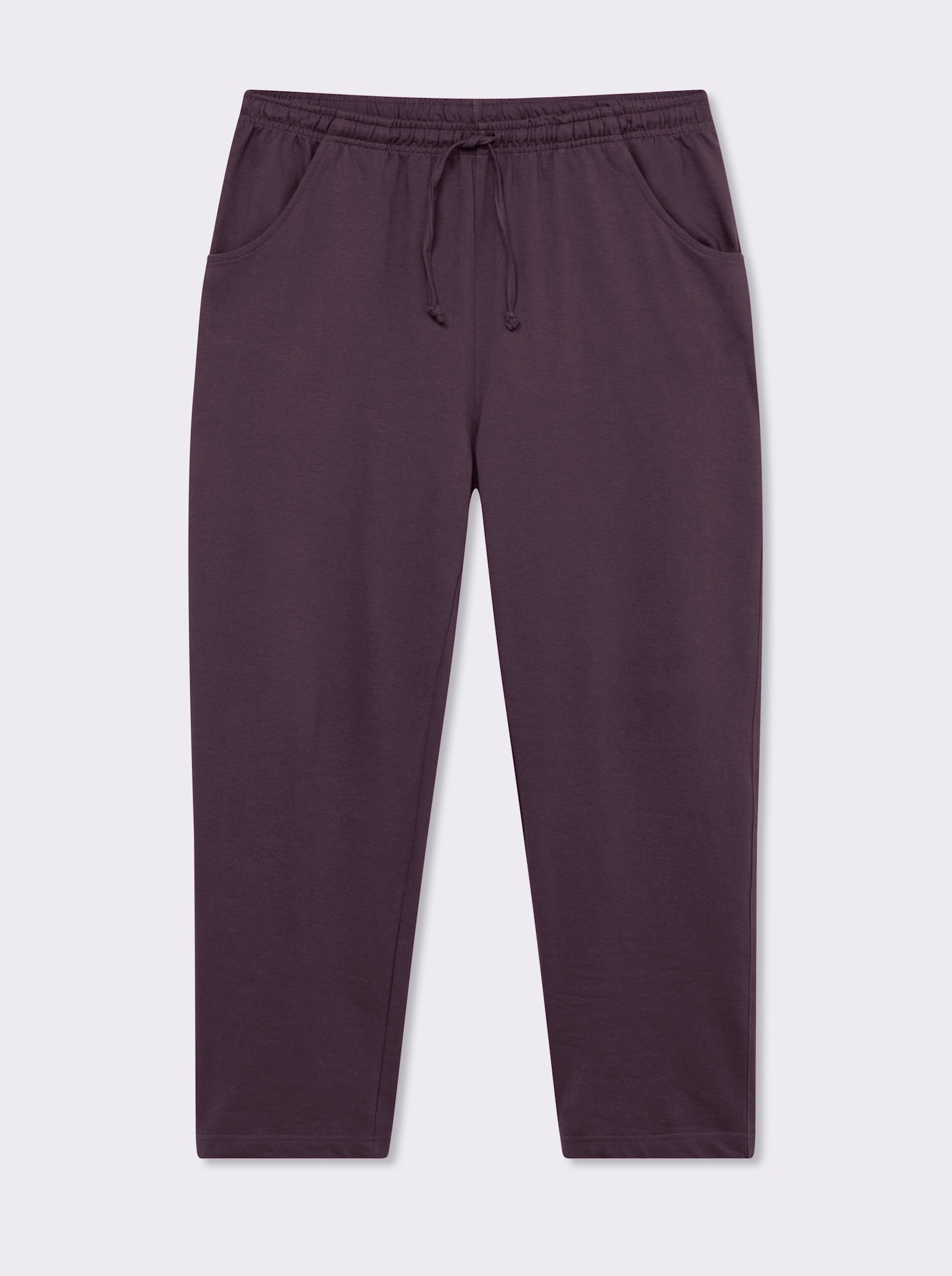 Jerseyhose mit Tunnelzug und Bindeband - aubergine