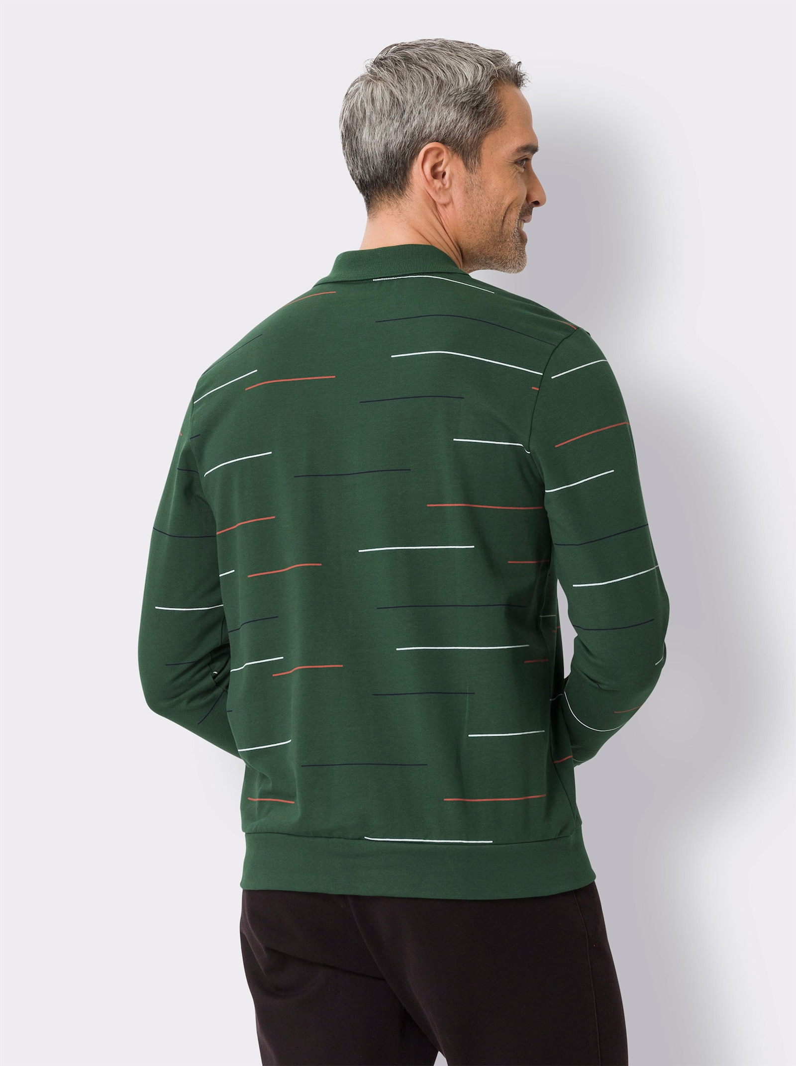 Sweatshirt im Ringel-Look - moos-bedruckt