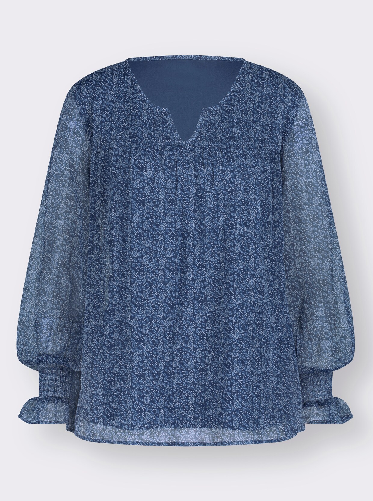 Druckbluse - jeansblau-bleu-bedruckt