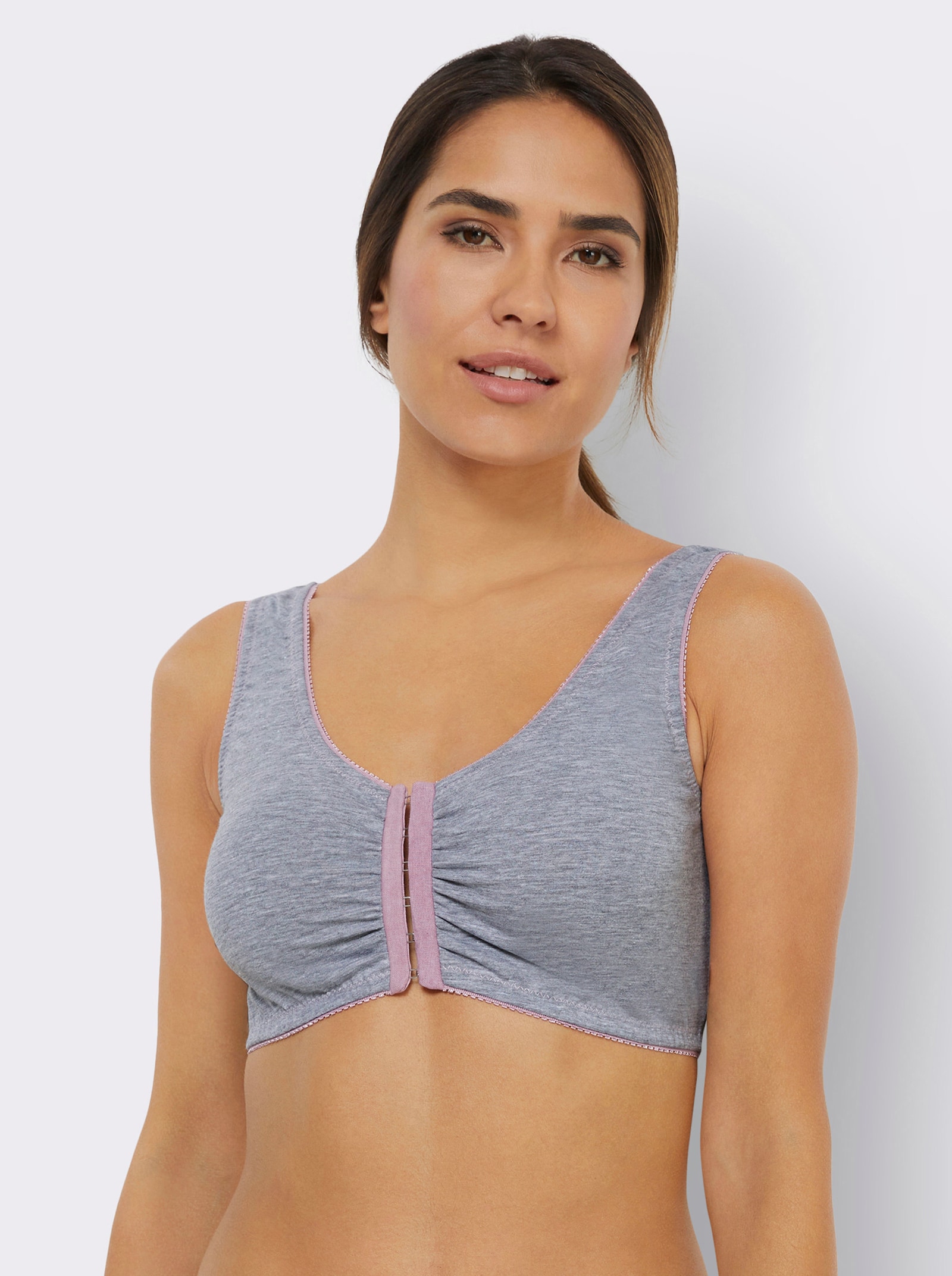 wäschepur Bustier met voorsluiting - 3x grijs gemêleerd