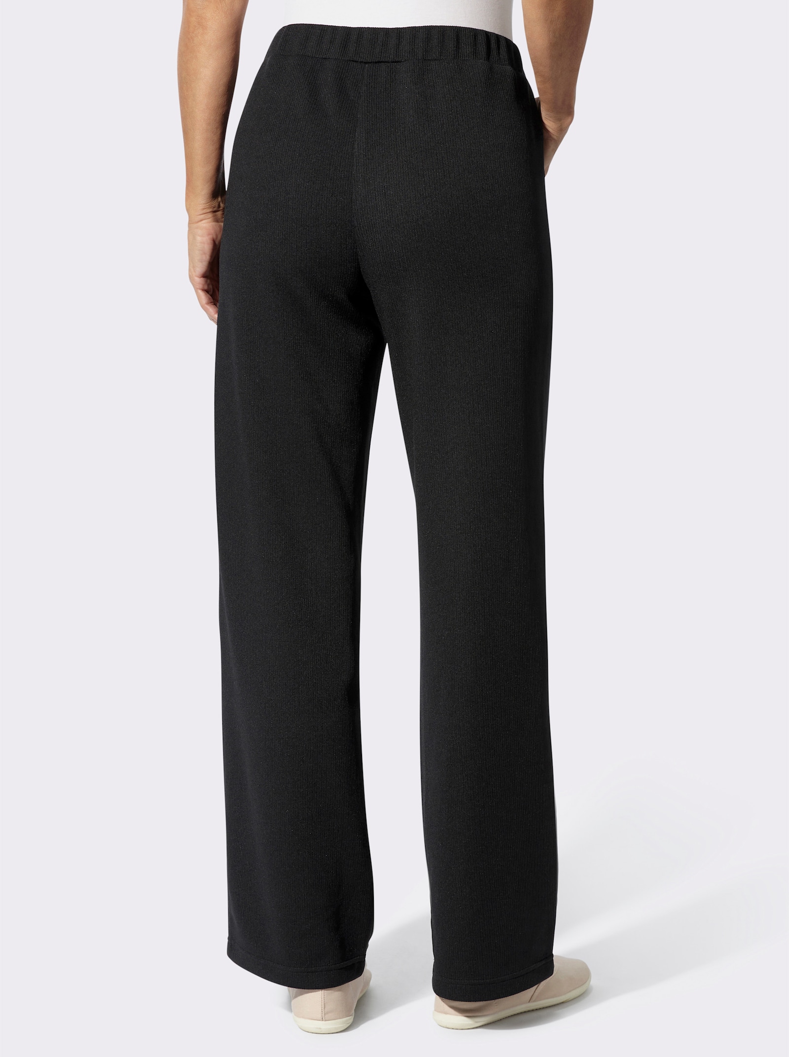 Schlupfhose in Ripp-Optik, pflegeleicht - schwarz