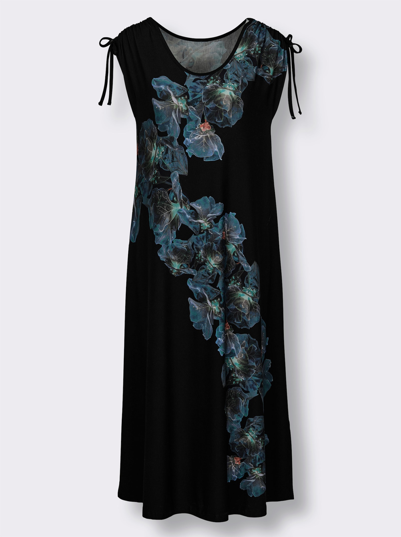 feel good Sommerkleid mit Bändern an der Schulter - schwarz-topas