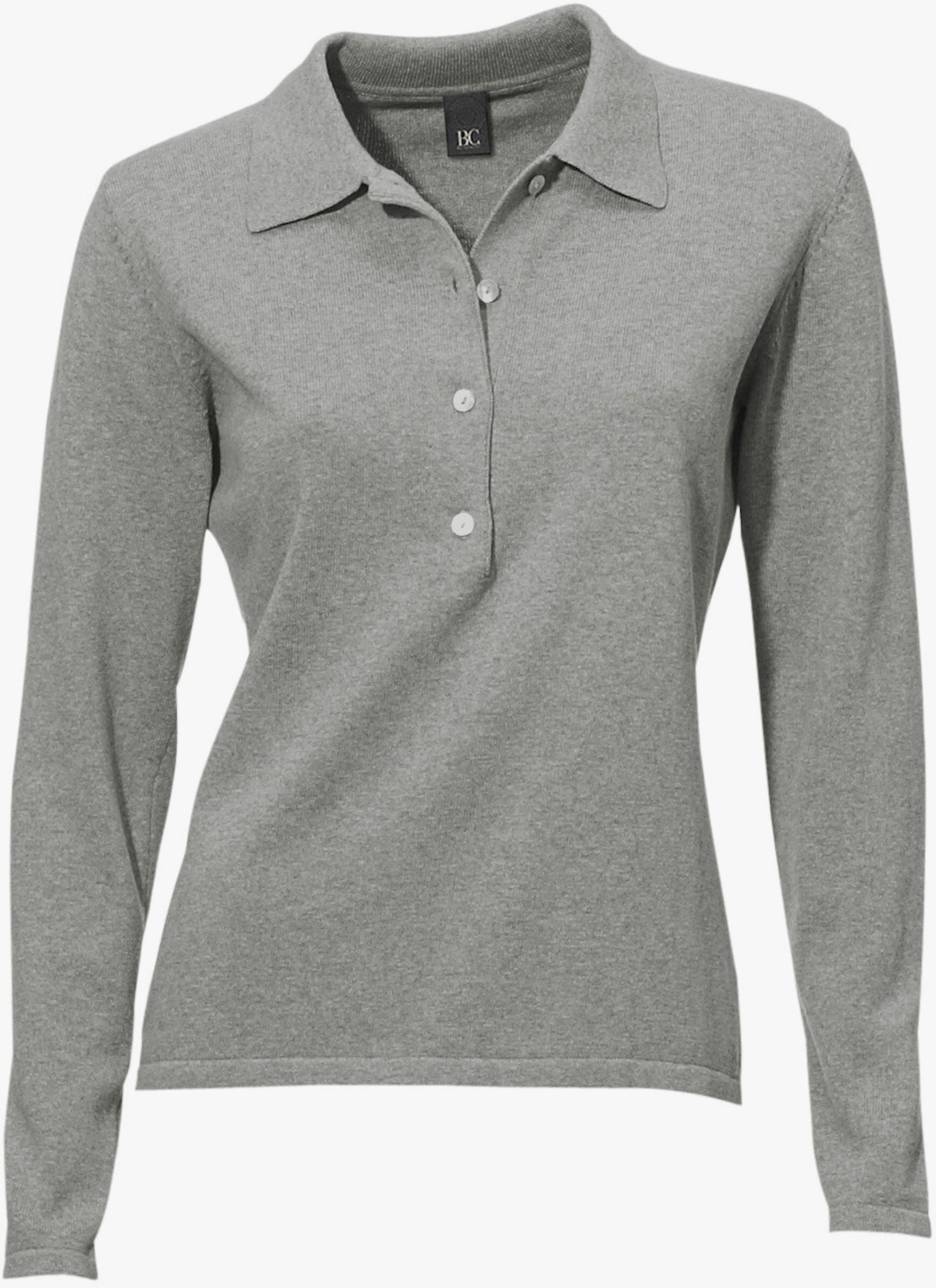 heine Polopullover mit Knopfleiste - grau-melange