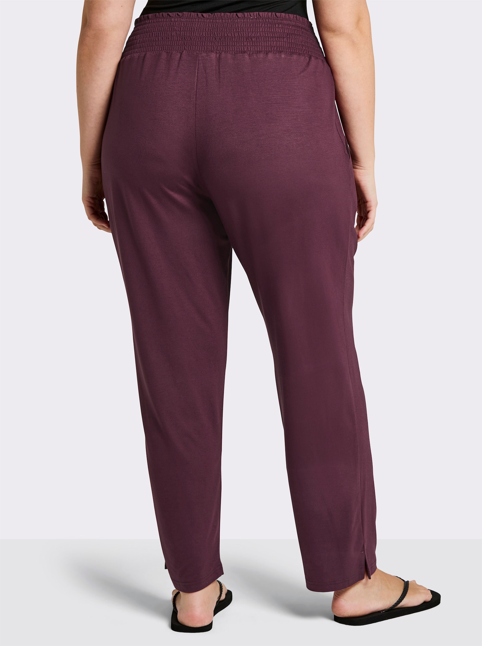 sheego Comfortbroek met brede smokband, wijd model - bordeaux