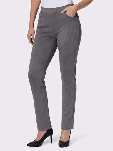 heine Schlupfhose aus Veloursleder-Imitat - anthrazit