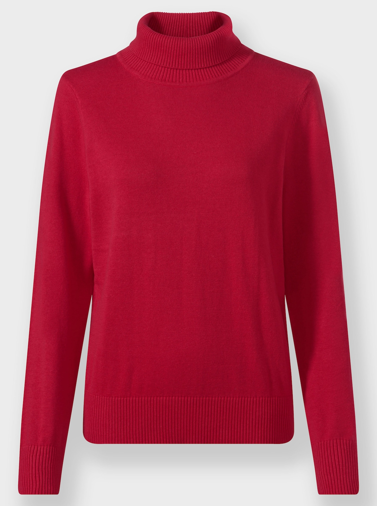 Rollkragenpullover aus Feinstrick - rot