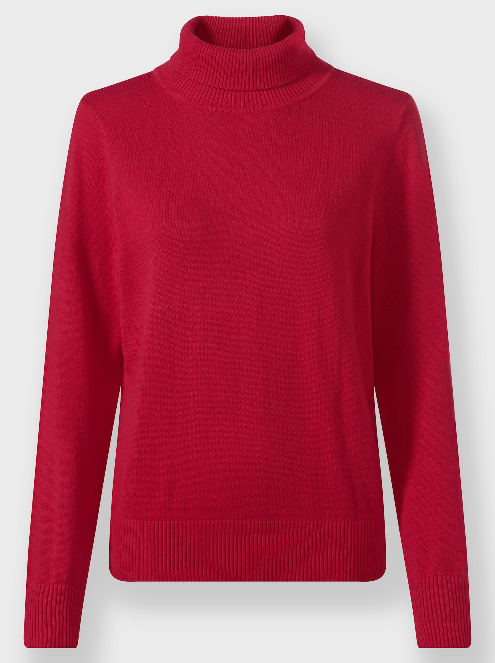 Rollkragenpullover aus Feinstrick - rot