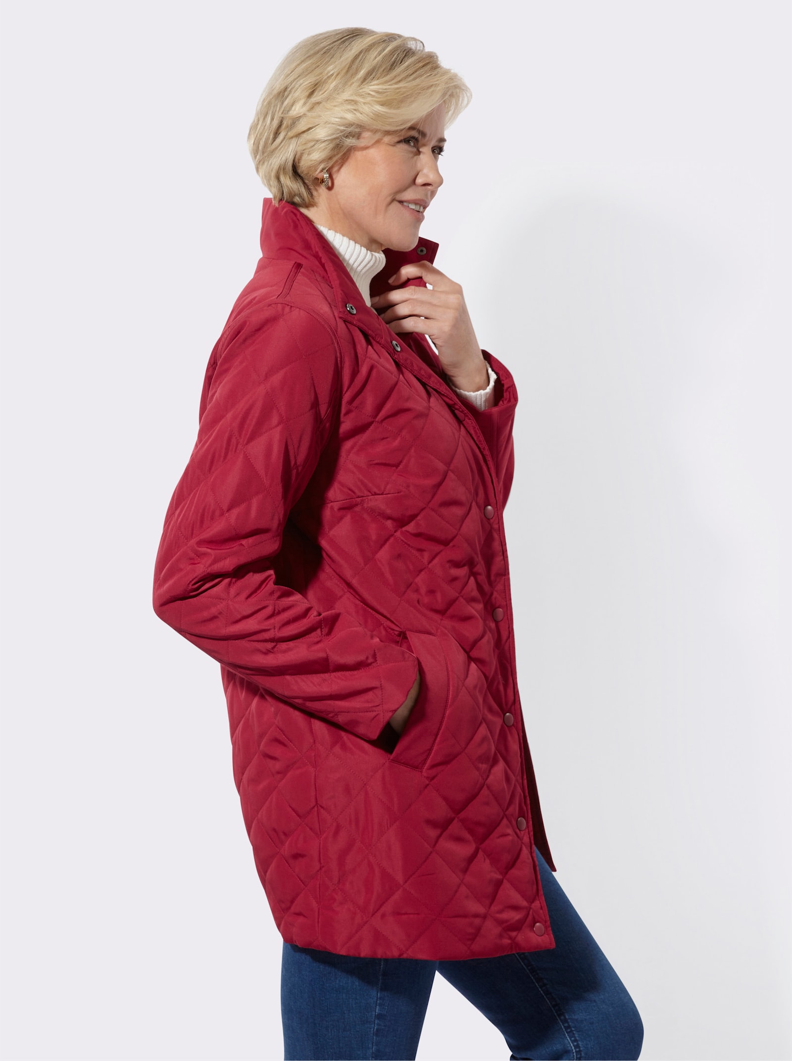 Steppjacke in Longform - kirsche