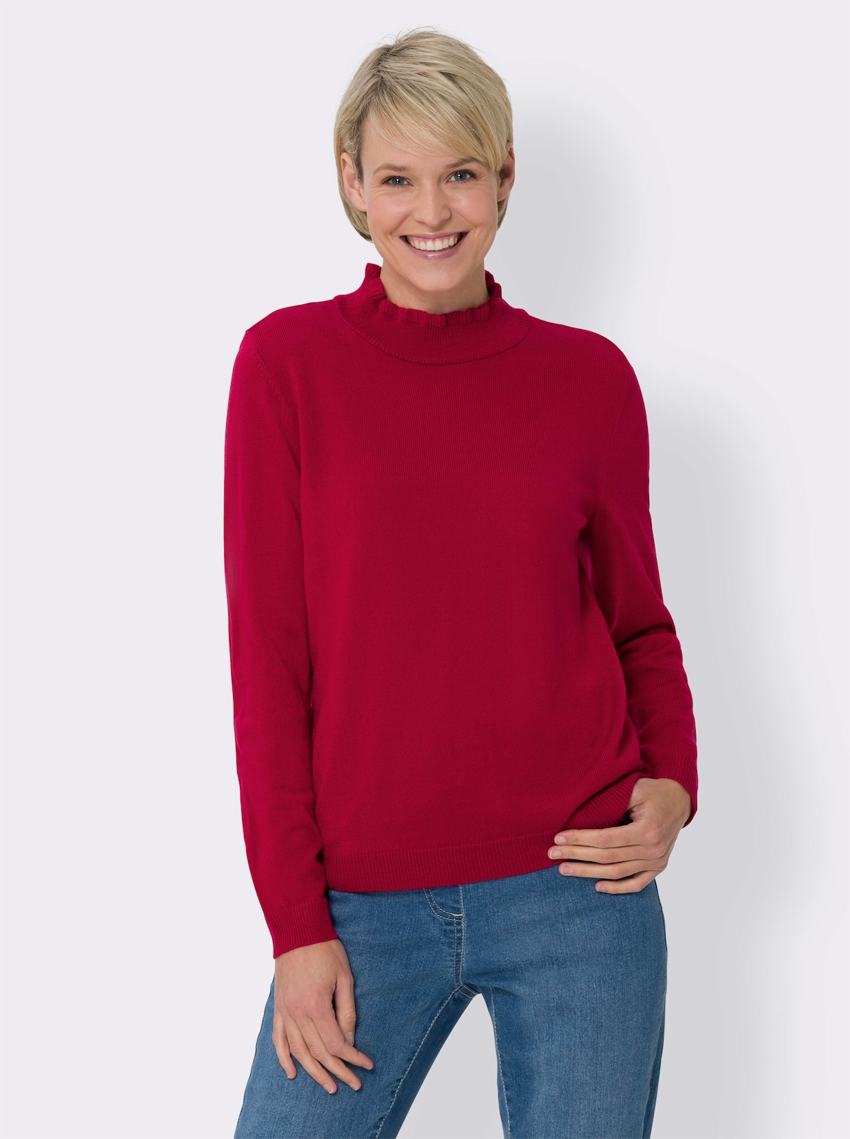 Pullover met opstaande kraag - rood