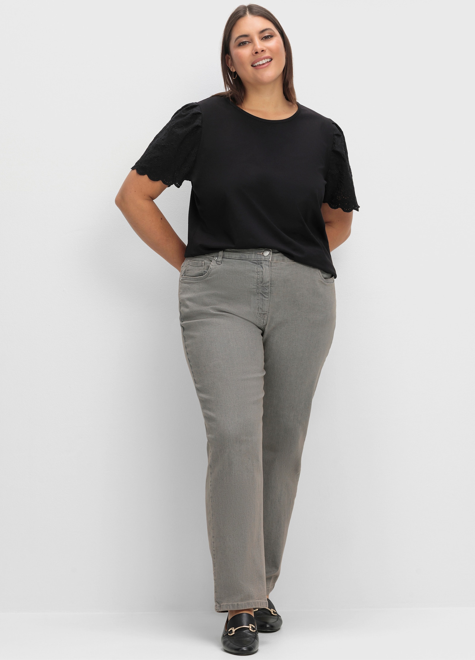 5-Pocket-Jeans mit Stickerei-Motiv - grey-denim