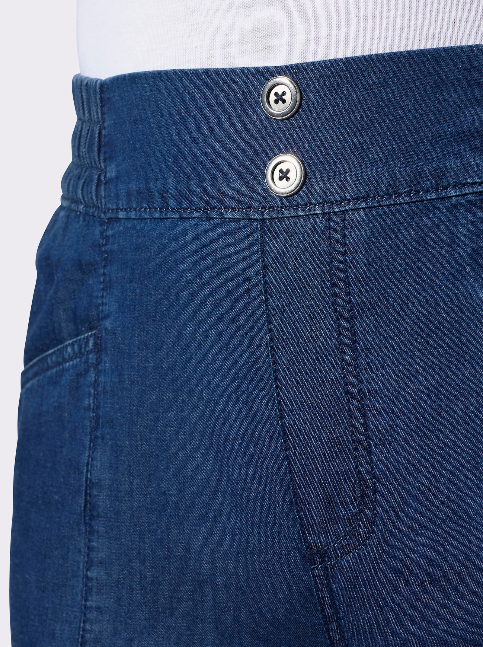 3/4-Jeans mit dekorativen Knöpfen - blue-stone-washed