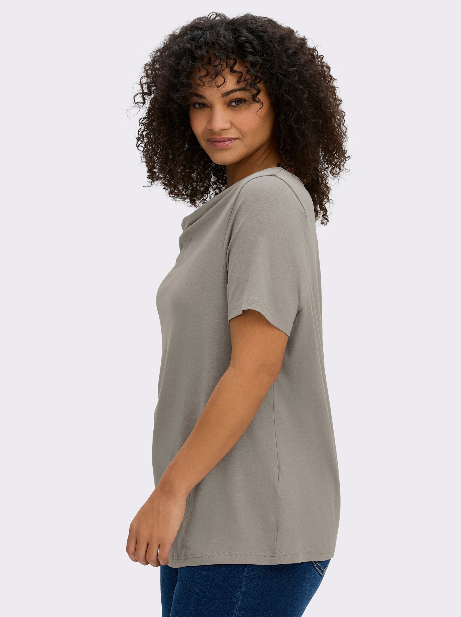 Wasserfallshirt mit kurzen Ärmeln - grau