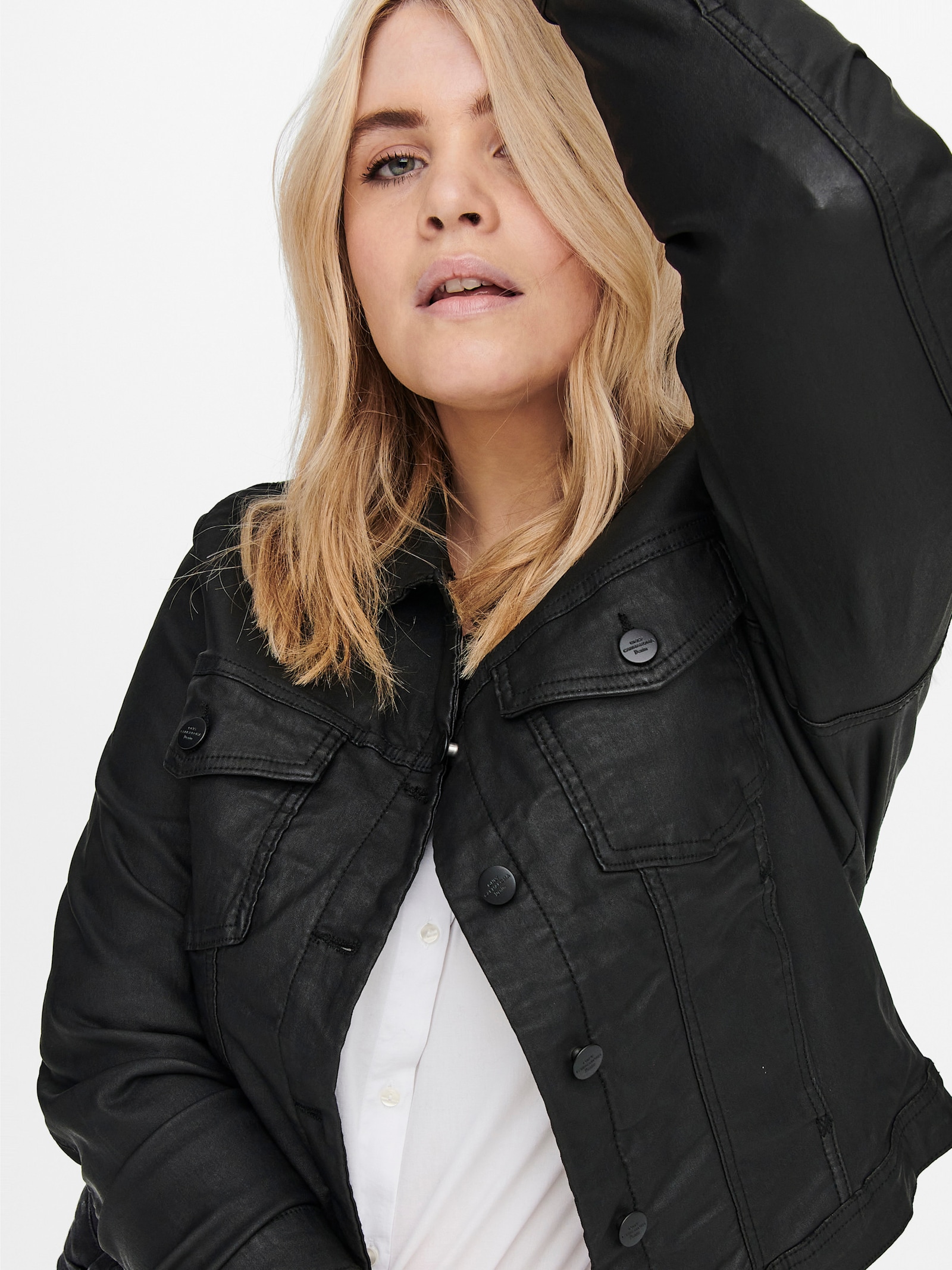 ONLY CARMAKOMA Lederimitatjacke - black detail:coated