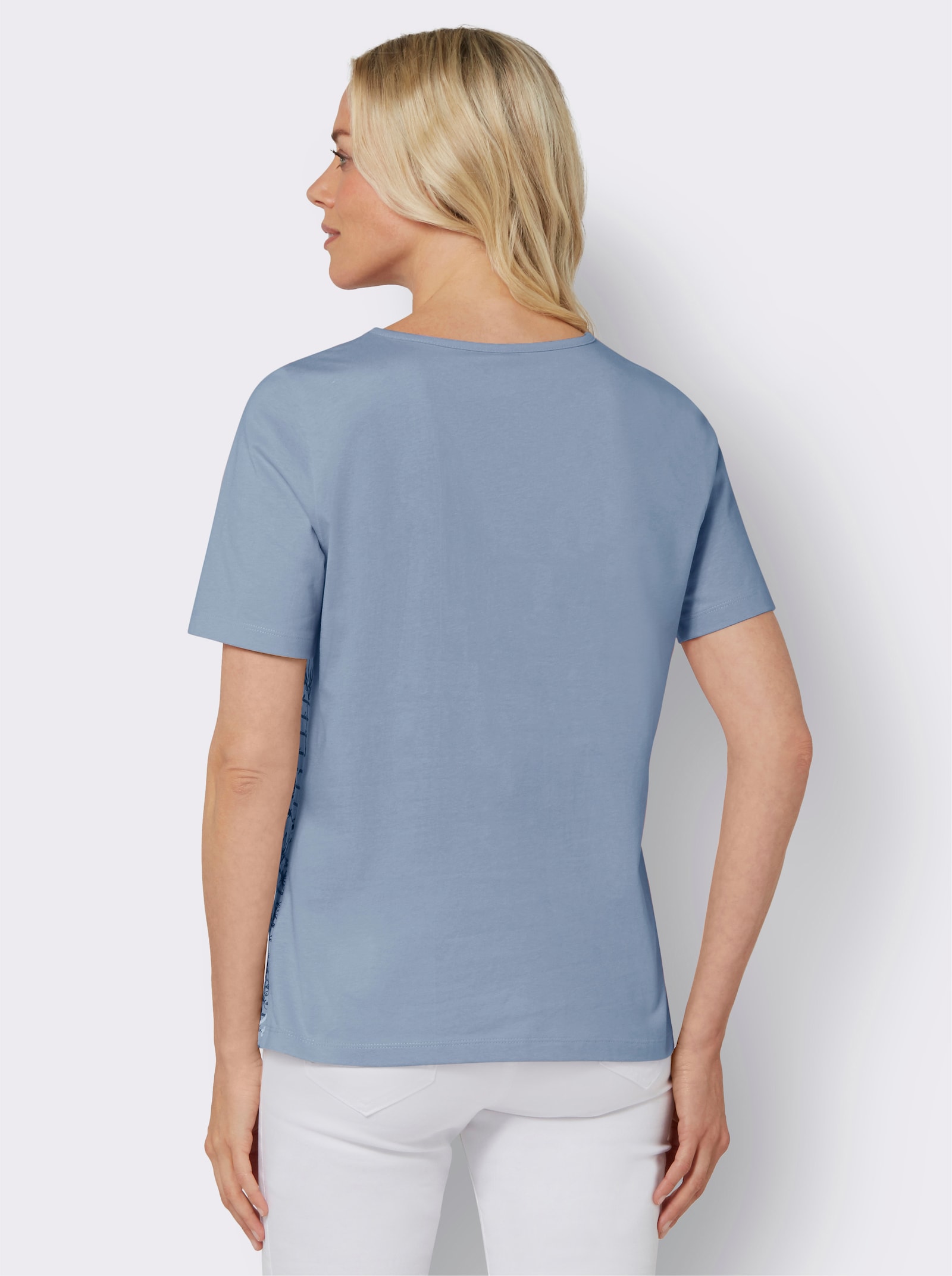 Kurzarmshirt mit Buchstaben-Druck - bleu-bedruckt