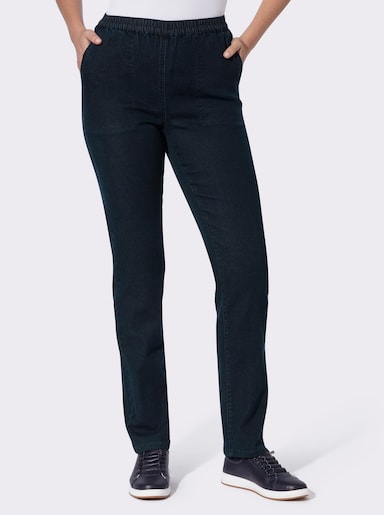 Schlupfjeans mit schrägen Taschen - dark blue