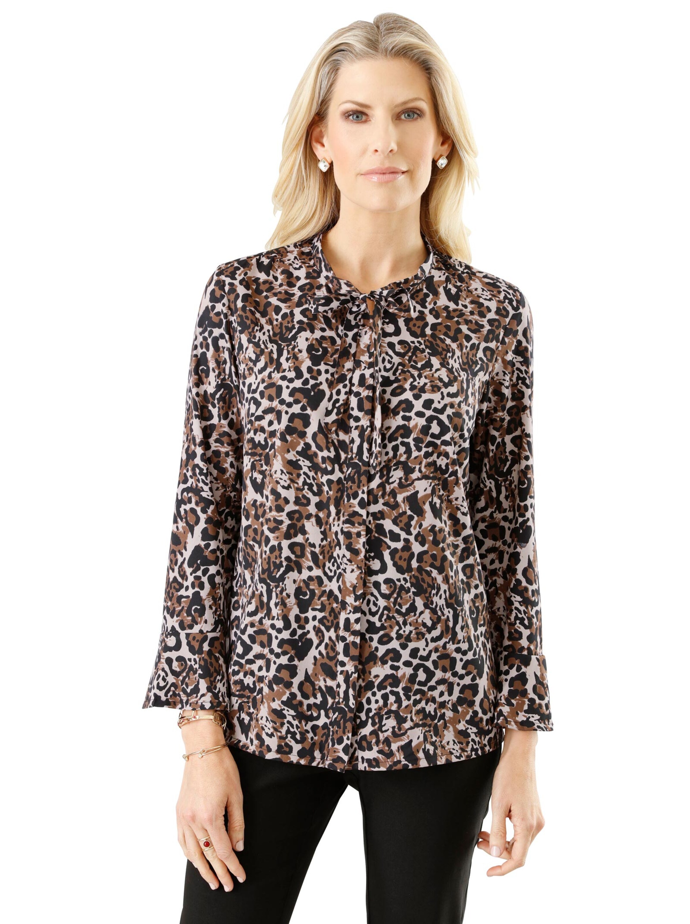 Bluse - beige-braun-bedruckt