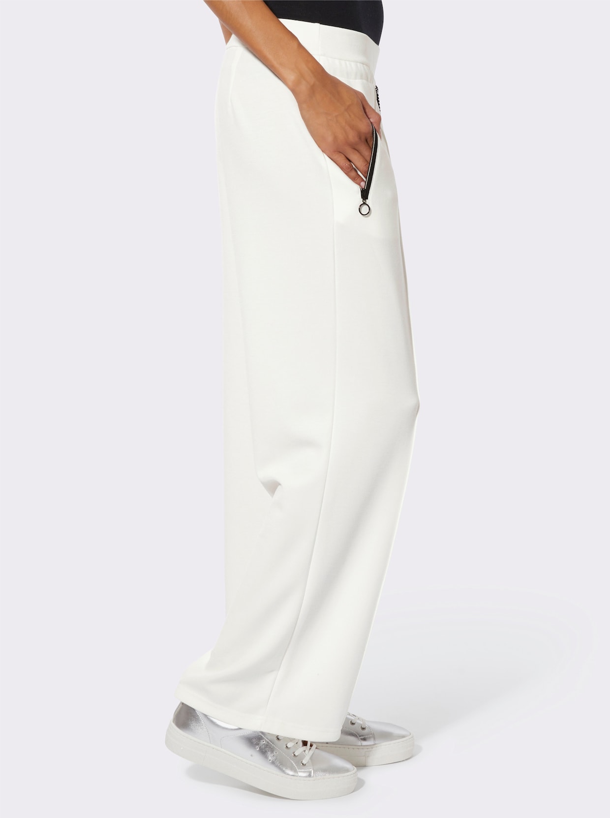 Jerseyhose - ecru-schwarz