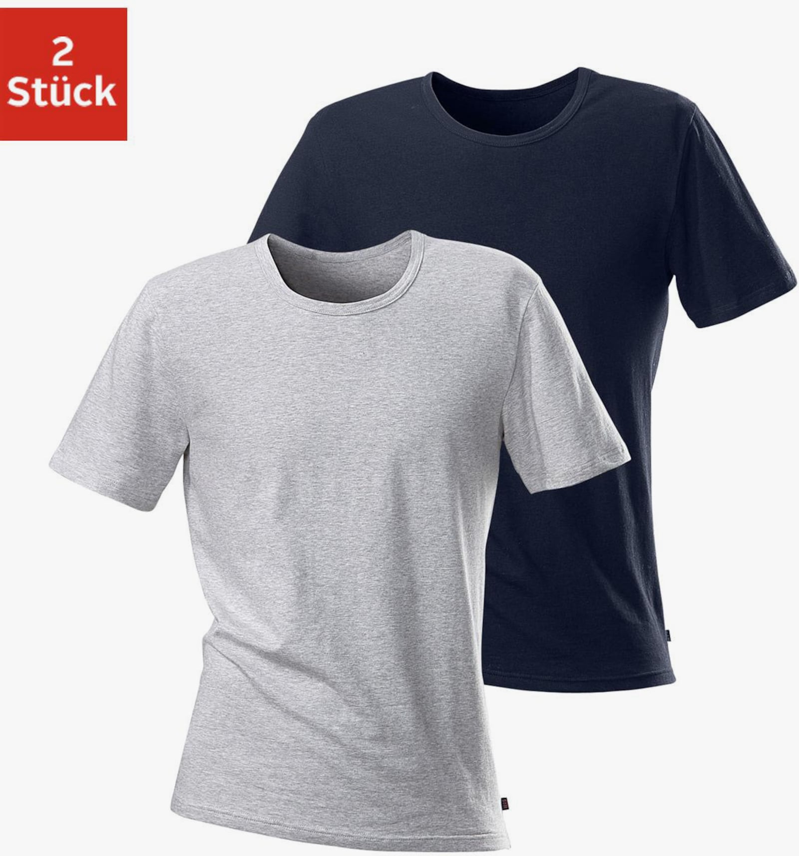 H.I.S T-Shirt - marine, grau-meliert