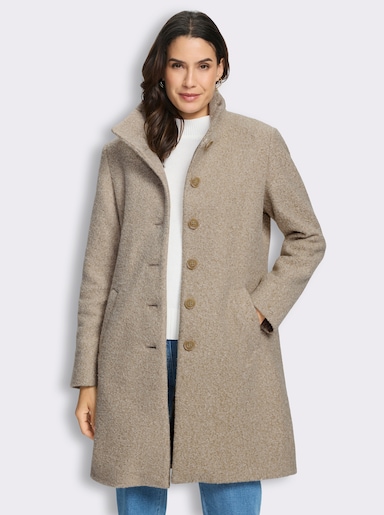  Kurzmantel aus flauschigem Bouclé - sesam-meliert