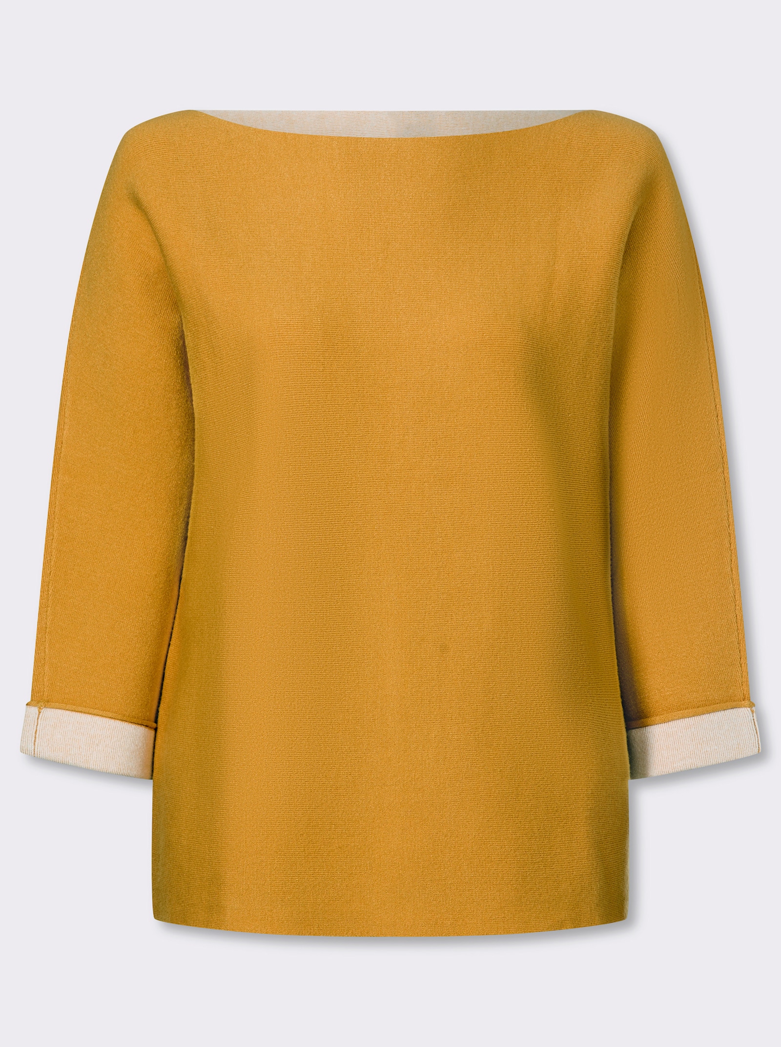 heine Feinstrickpullover mit Kontrast-Details - ocker