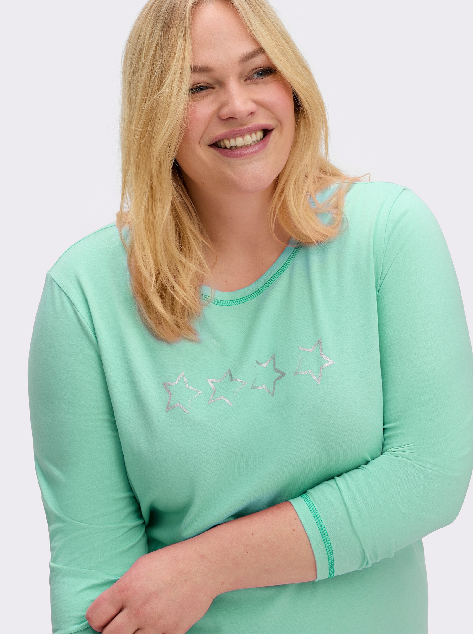 wäschepur Langarm Sleepshirts - mint + mint-gestreift