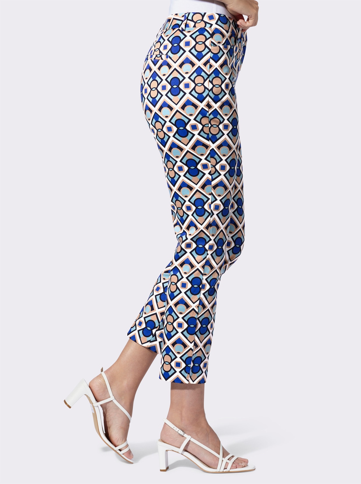 heine 7/8-Hose - weiß-royalblau-bedruckt