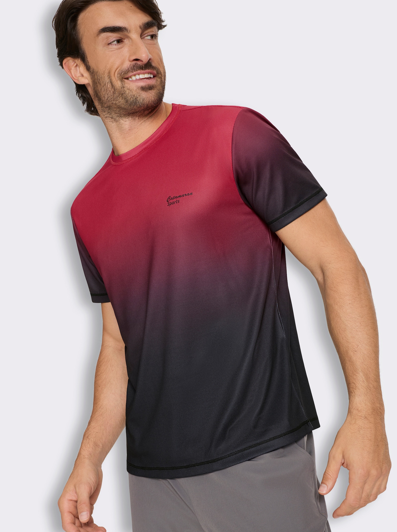 Catamaran Sports Kurzarmshirt mit Farbverlauf - schwarz-rot