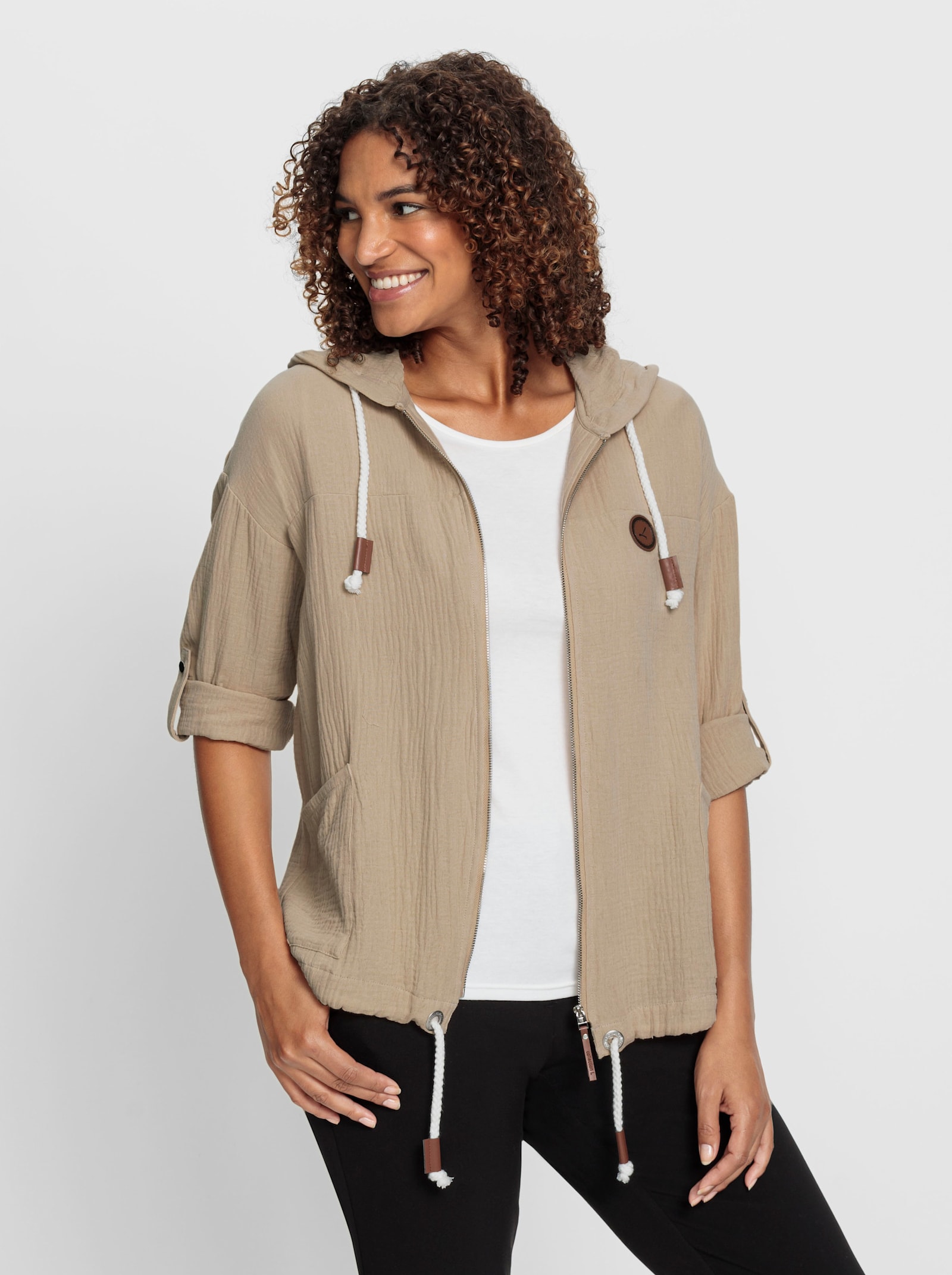 Blusenjacke in Musselin-Qualität - beige