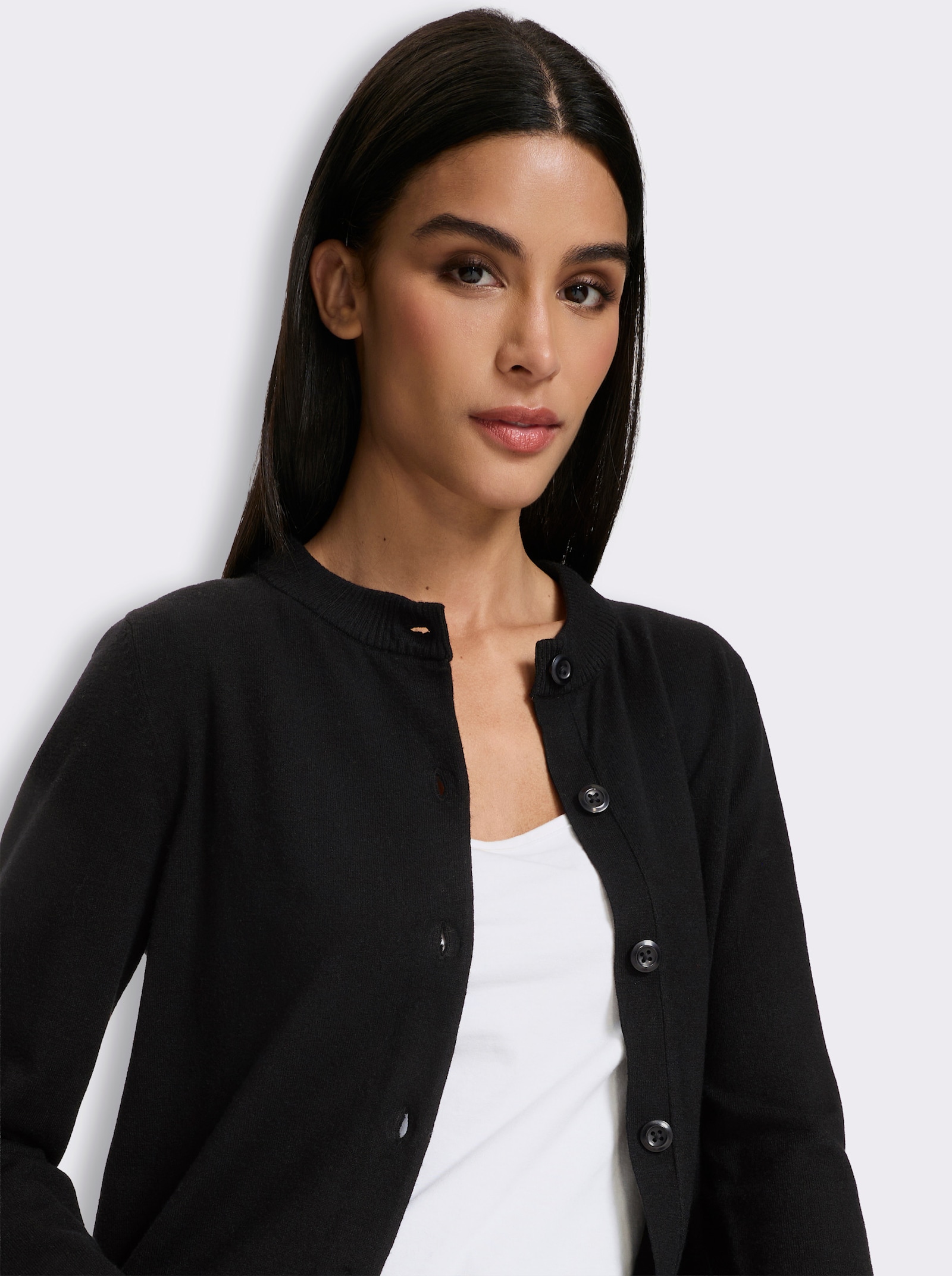 heine Feinstrickjacke in 2-in-1-Optik - schwarz