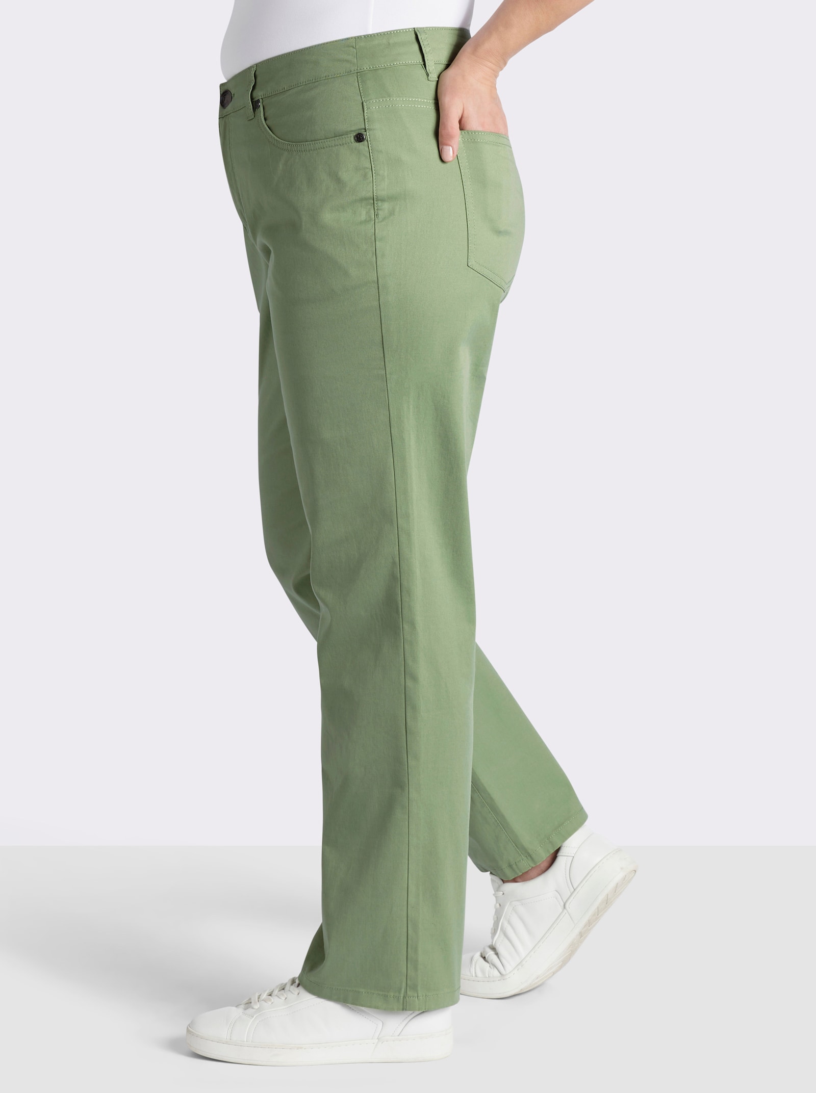 sheego Hose in gerader Form, aus Twill - eucalyptus