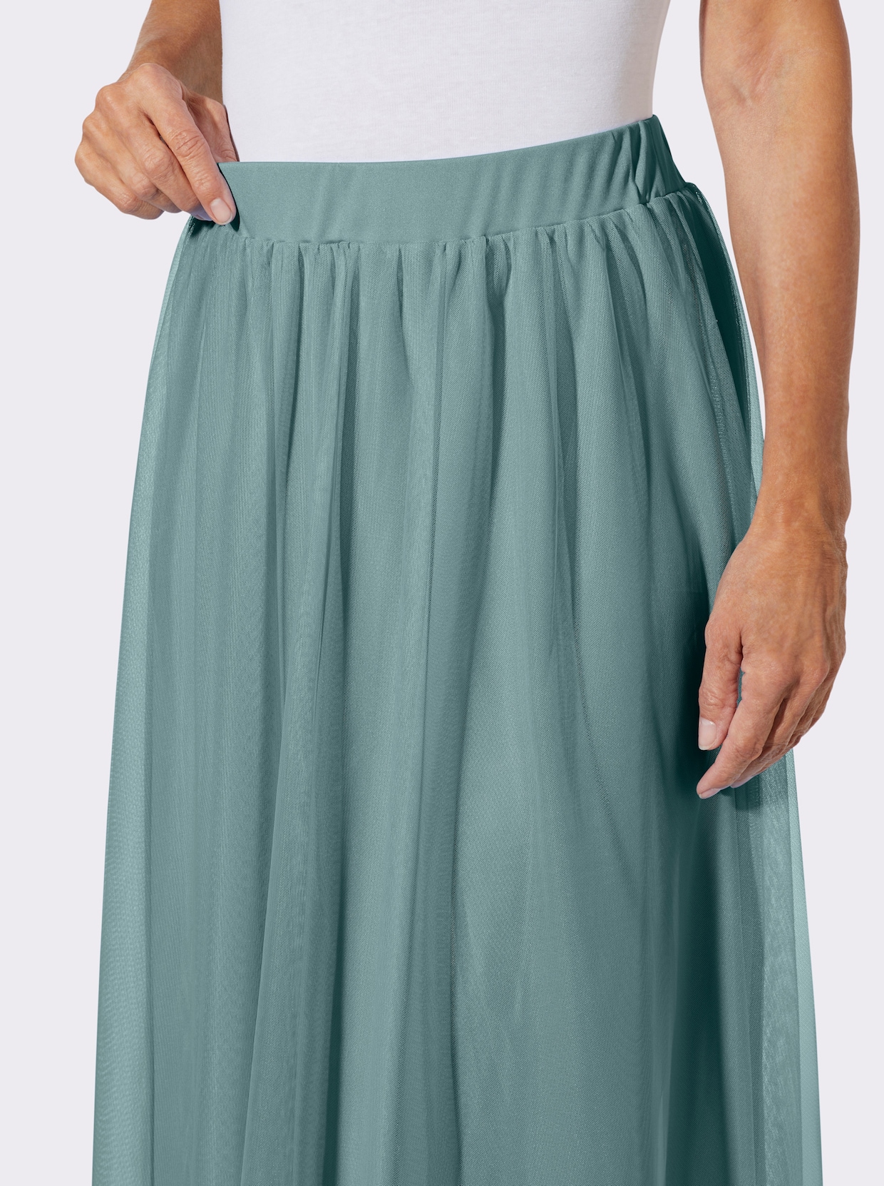 Plisseerock in Mesh-Qualität, gefüttert - jade