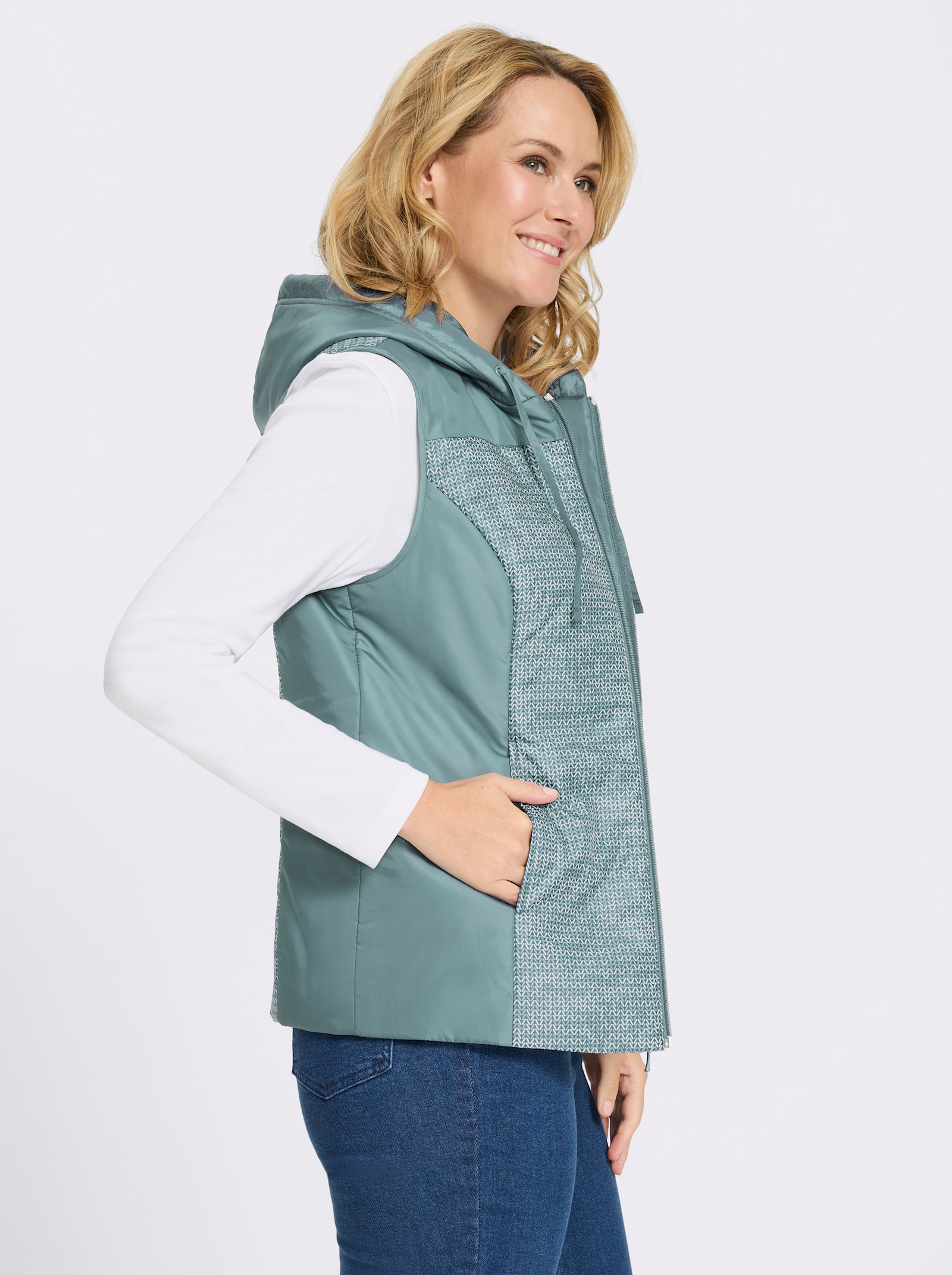 Weste - jade-ecru-bedruckt