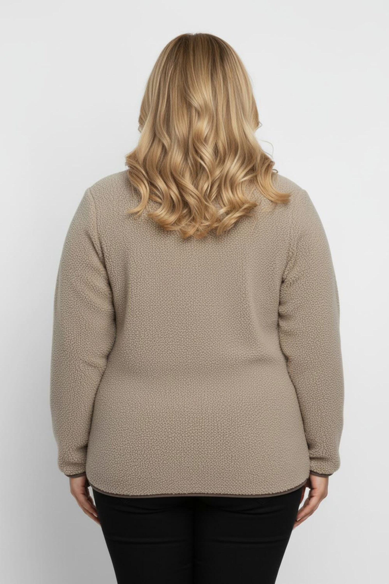 Fleeceshirt mit Kontrastpaspeln - sesam