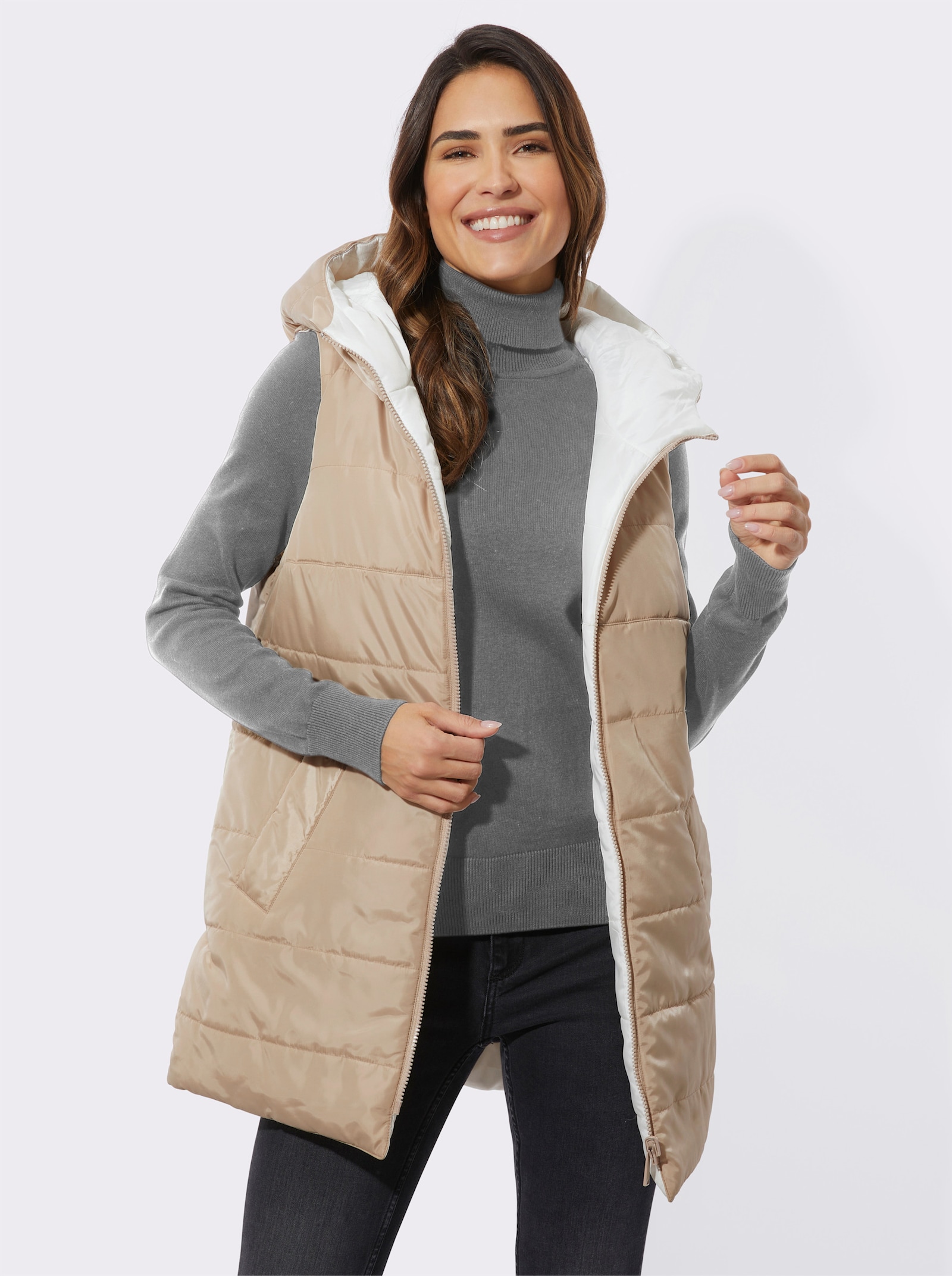 Wendeweste mit verschiedenfarbigen Seiten - beige-ecru