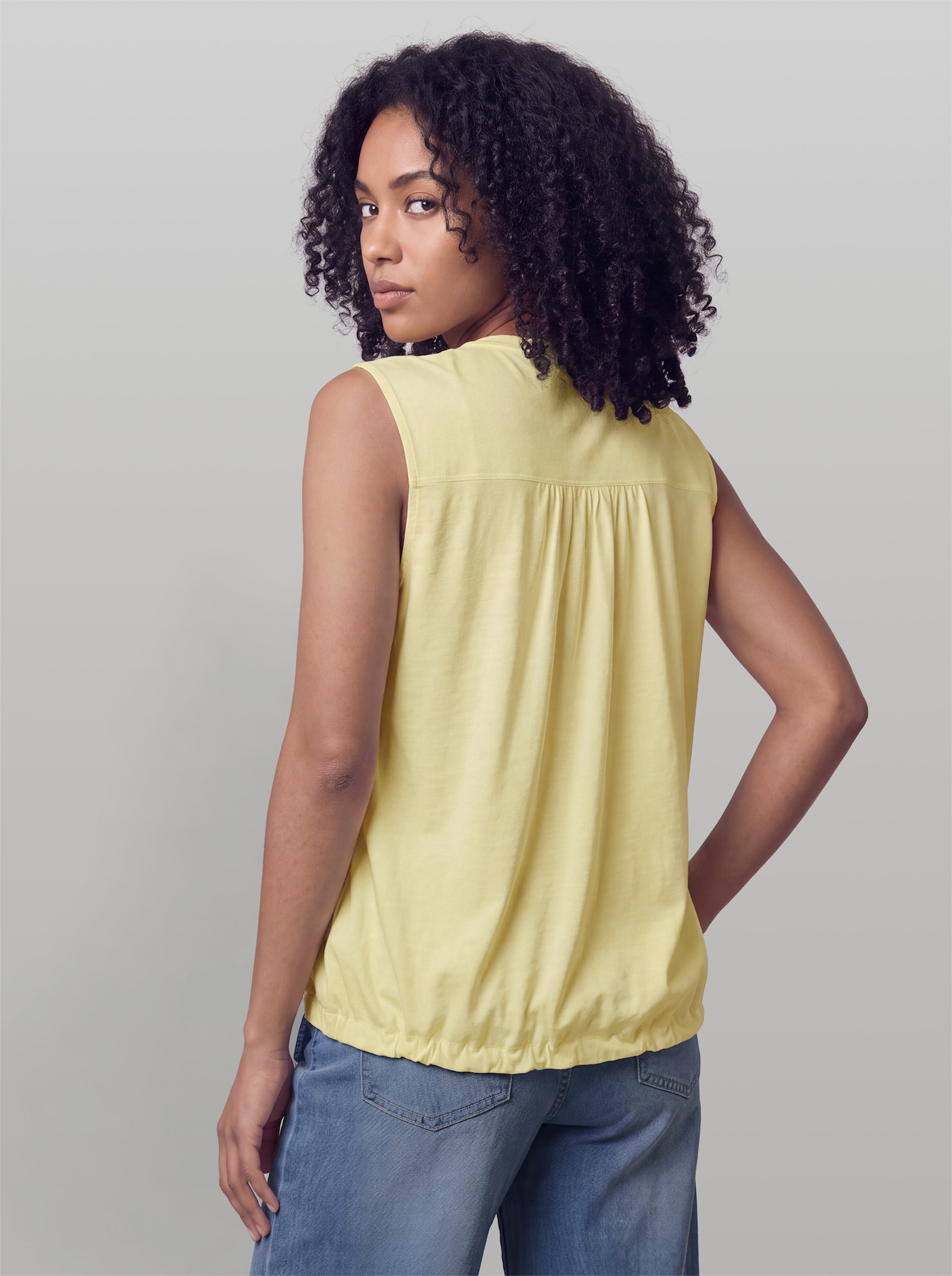 heine Blusenshirt mit Spitzeneinsatz - zitrone