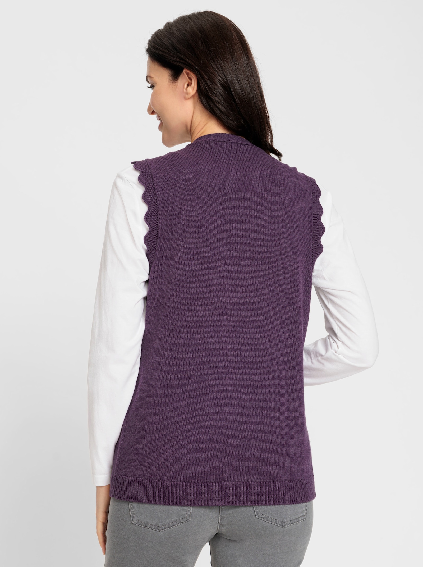 Strickweste mit stricküberzogenen Knöpfen - traube-meliert